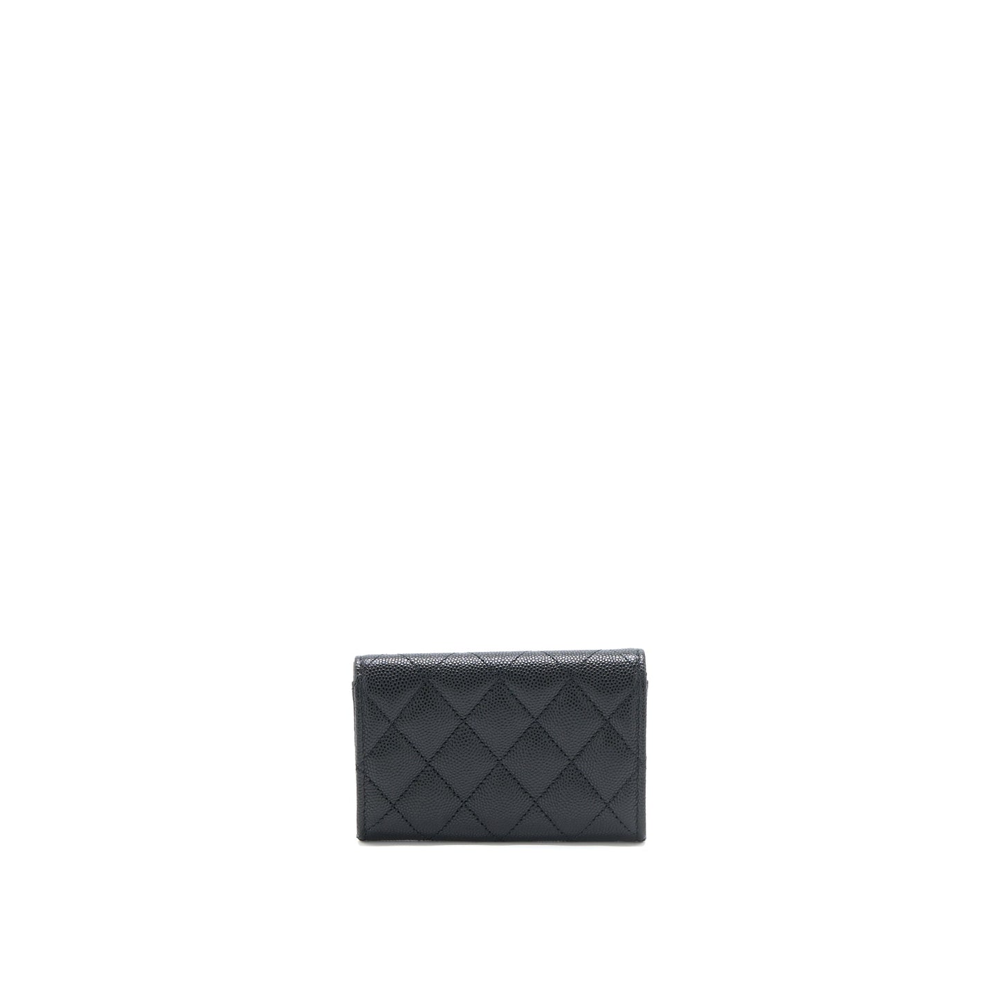 Chanel 23P Detailed Logo Flap Card Holder Caviar Black L (Microchip)