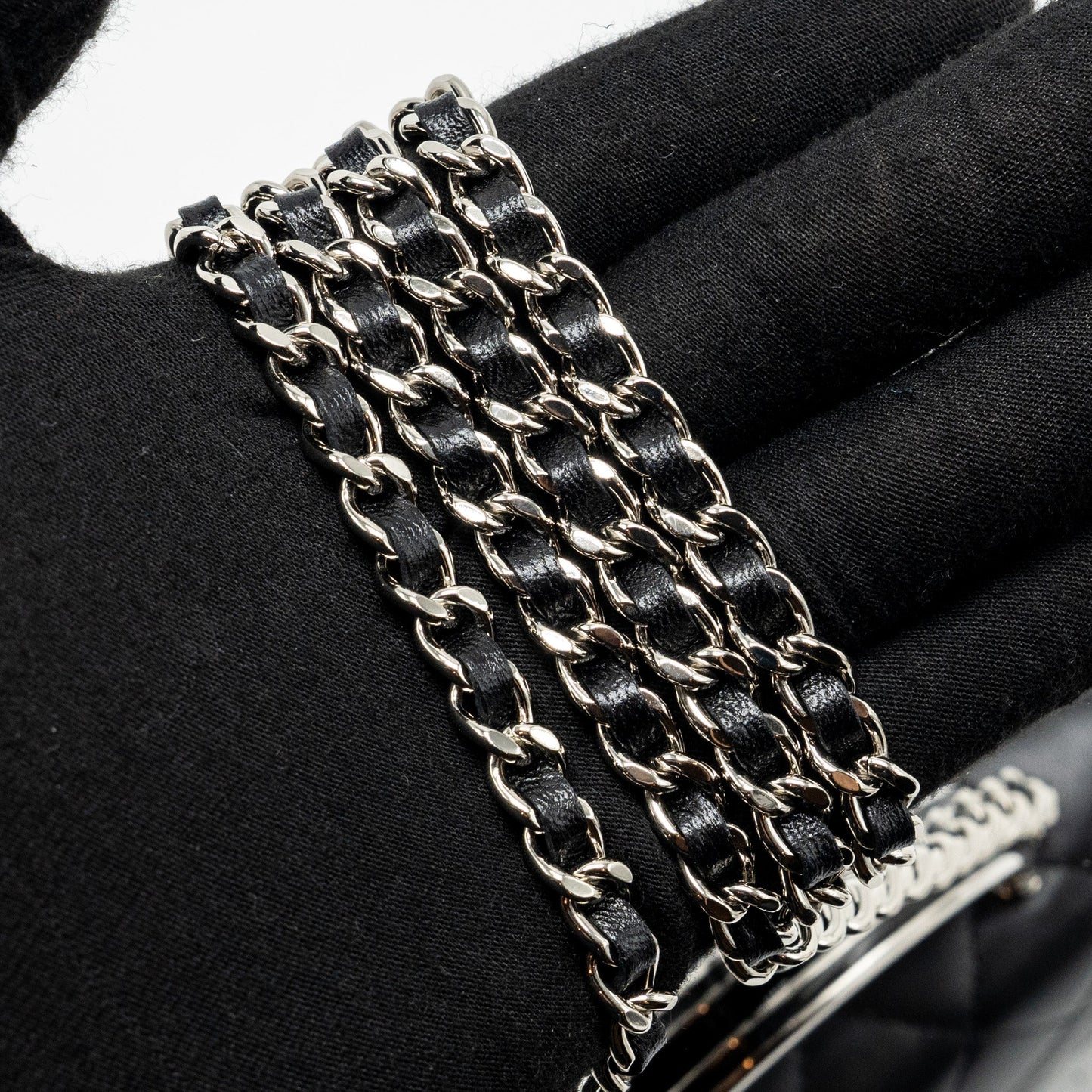 Chanel Top Handle Mini Wallet On Chain Flap Bag Lambskin Black  (Microchip)