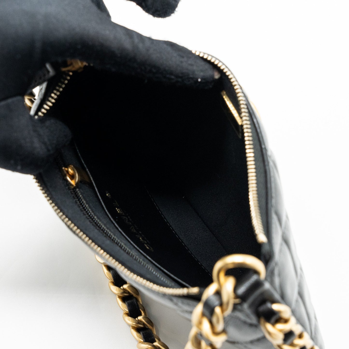 Chanel 23b Hobo Shoulder Bag Lambskin Black Brushed (Microchip)