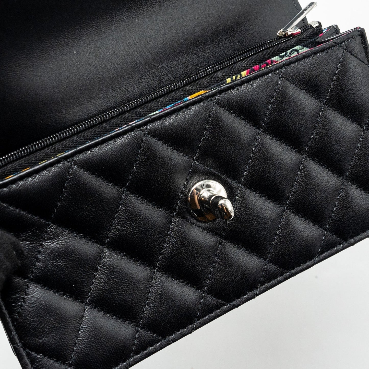 Chanel Top Handle Mini Wallet On Chain Flap Bag Lambskin Black  (Microchip)