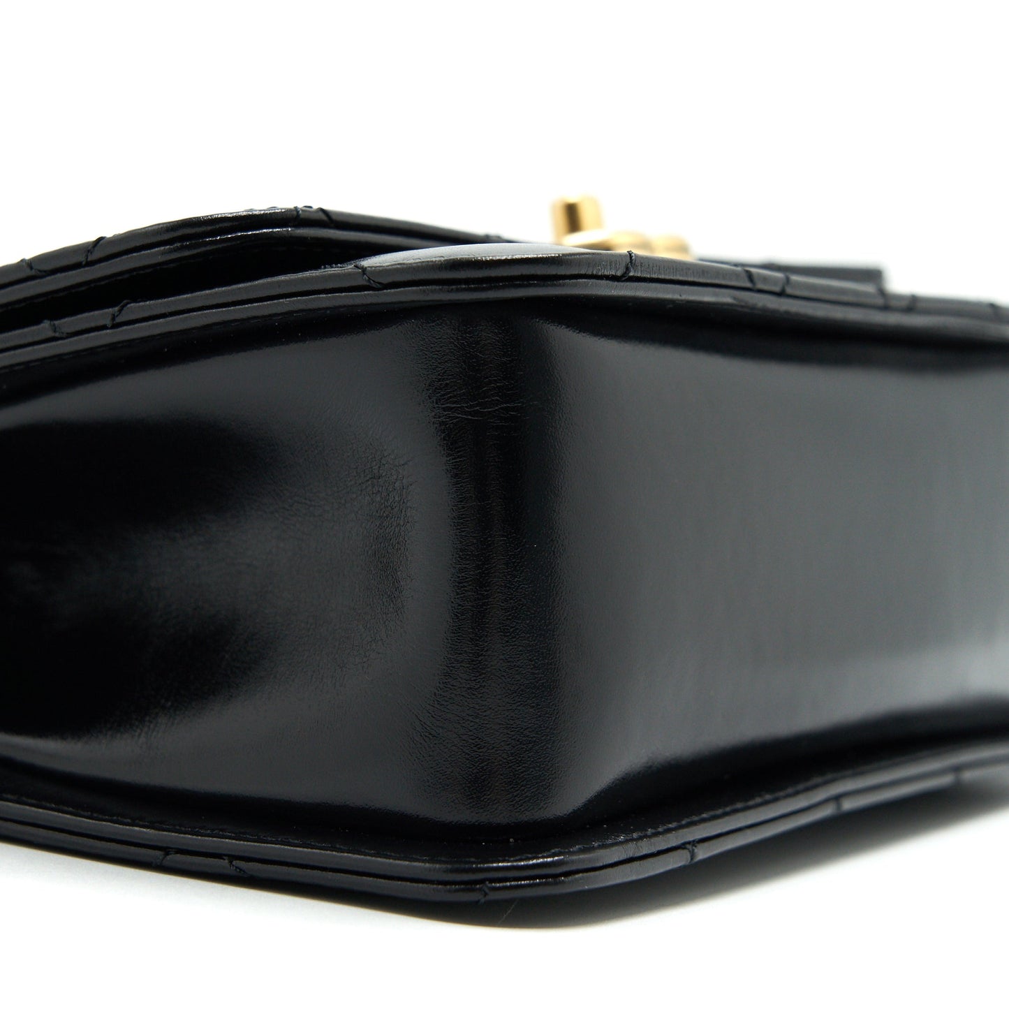 Chanel 21A Gold Crush Mini Flap Bag Calfskin Black