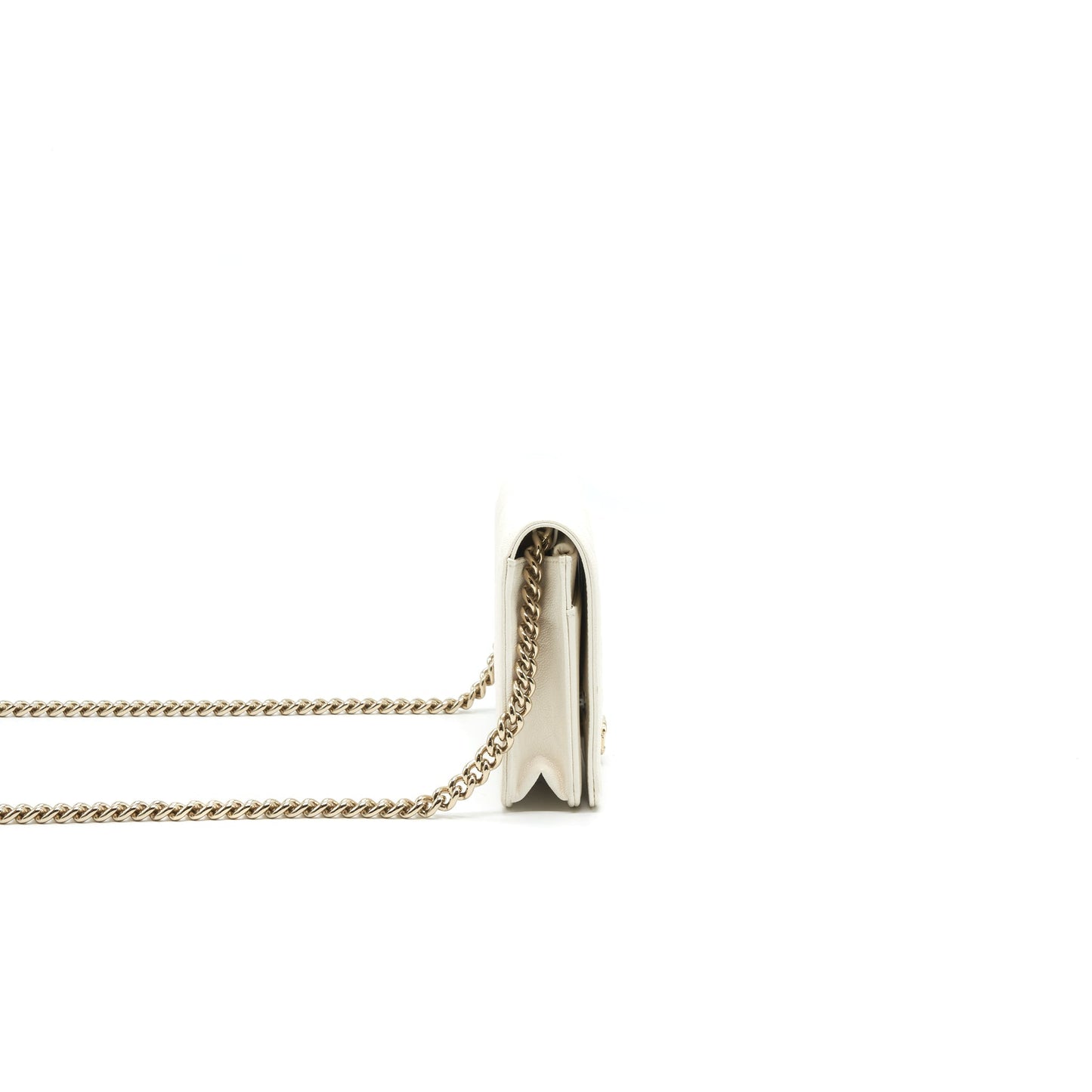 Chanel Chevron Caviar Wallet on Chain Ivory LGHW Crossbody