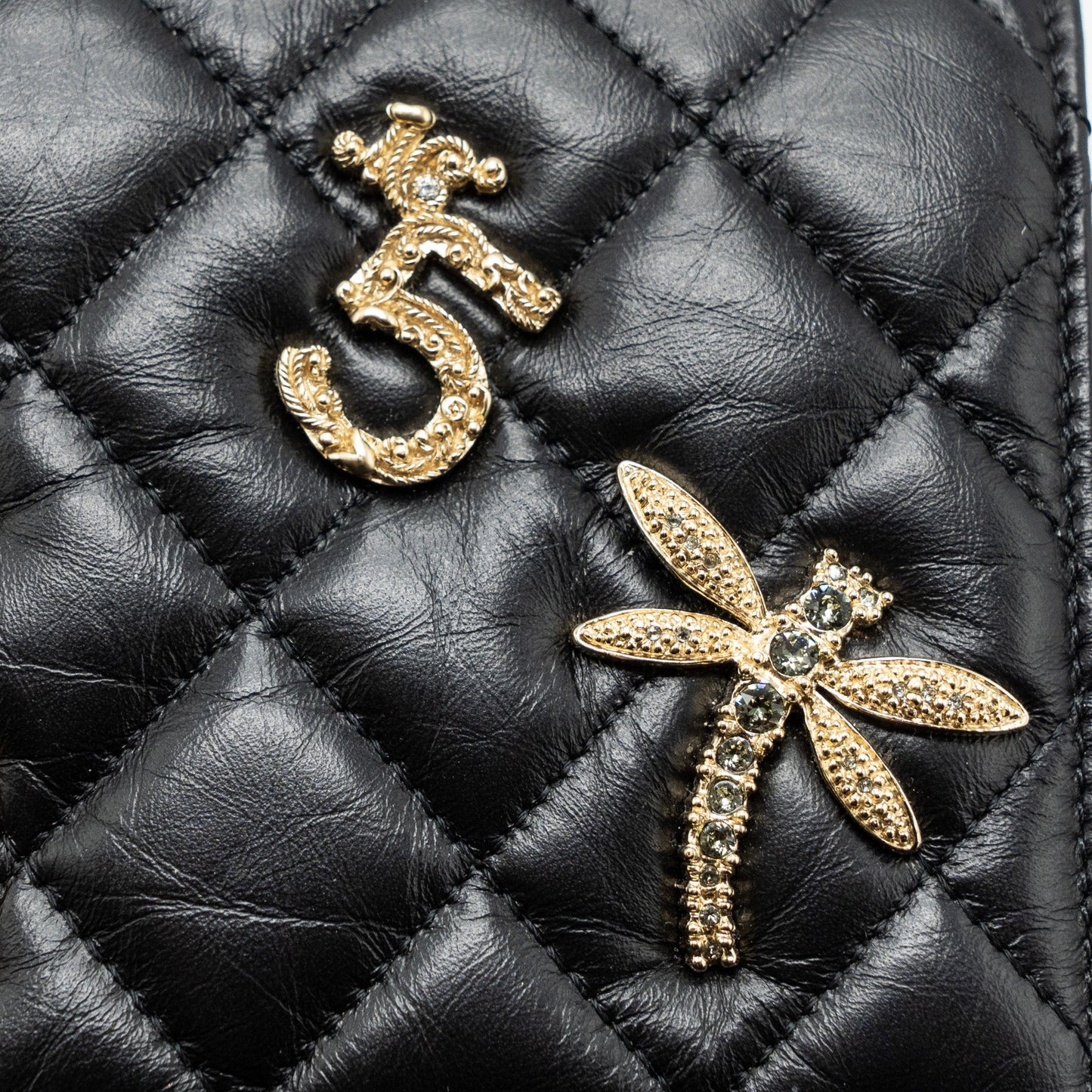 Chanel 2.55 Reissue Lucky Charms Wallet On Chain Aged Calfskin Black