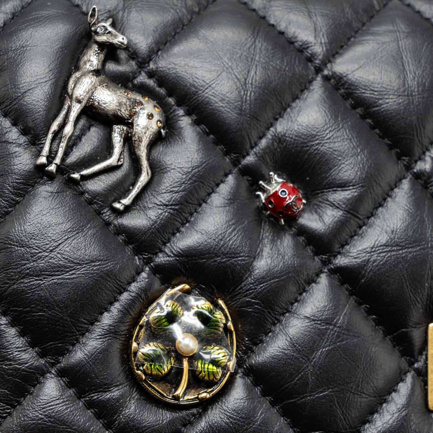 Chanel 2.55 Reissue Lucky Charms Wallet On Chain Aged Calfskin Black