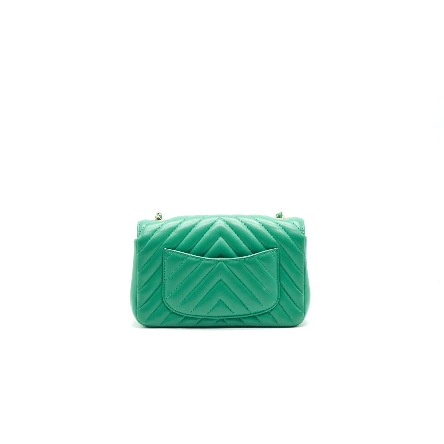 Chanel Chevron Mini Rectangular Green with LGHW Handbag