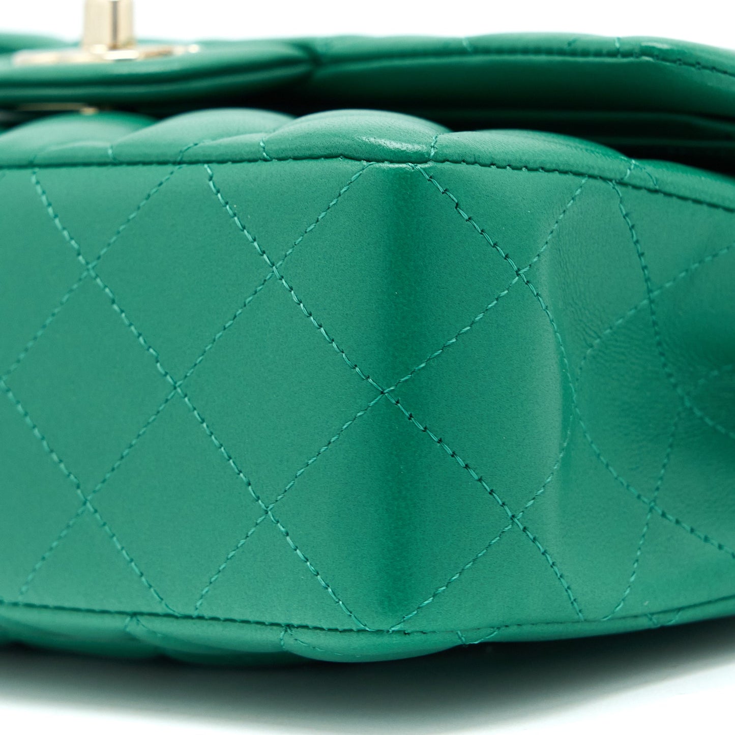 Chanel Small Classic Double Flap Bag Lambskin Green L(Microchip)