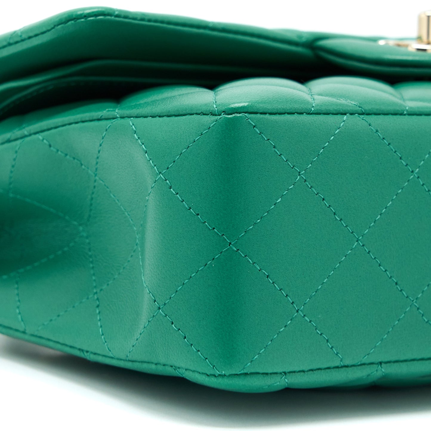 Chanel Small Classic Double Flap Bag Lambskin Green L(Microchip)