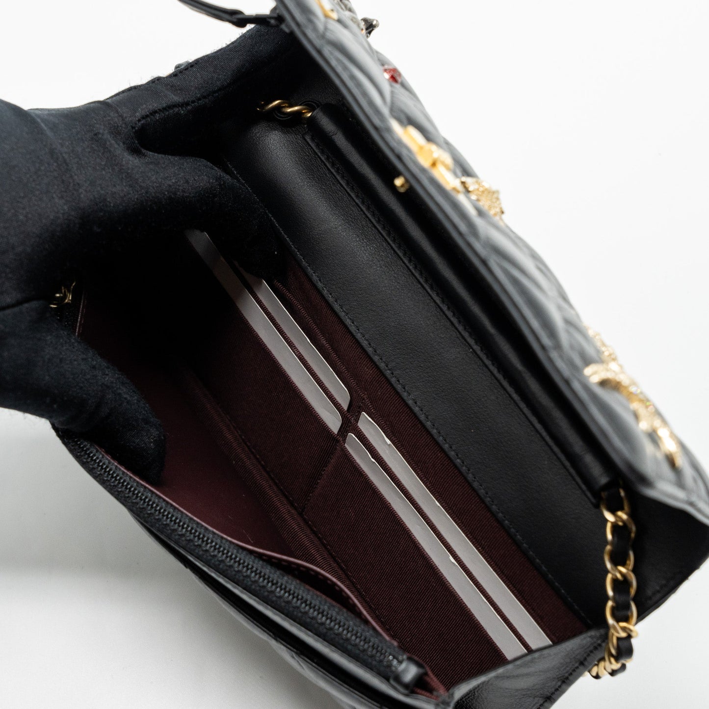 Chanel 2.55 Reissue Lucky Charms Wallet On Chain Aged Calfskin Black