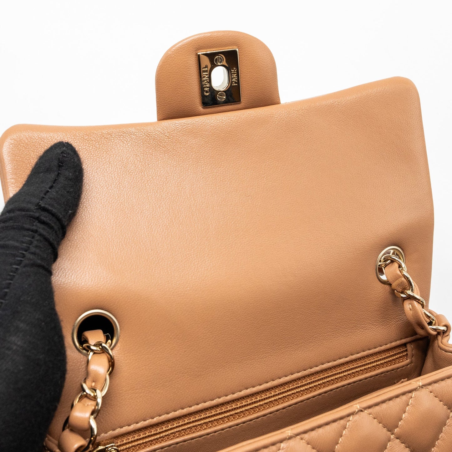 Chanel 22s Mini Rectangular Flap Bag Lambskin Caramel L (microchip)