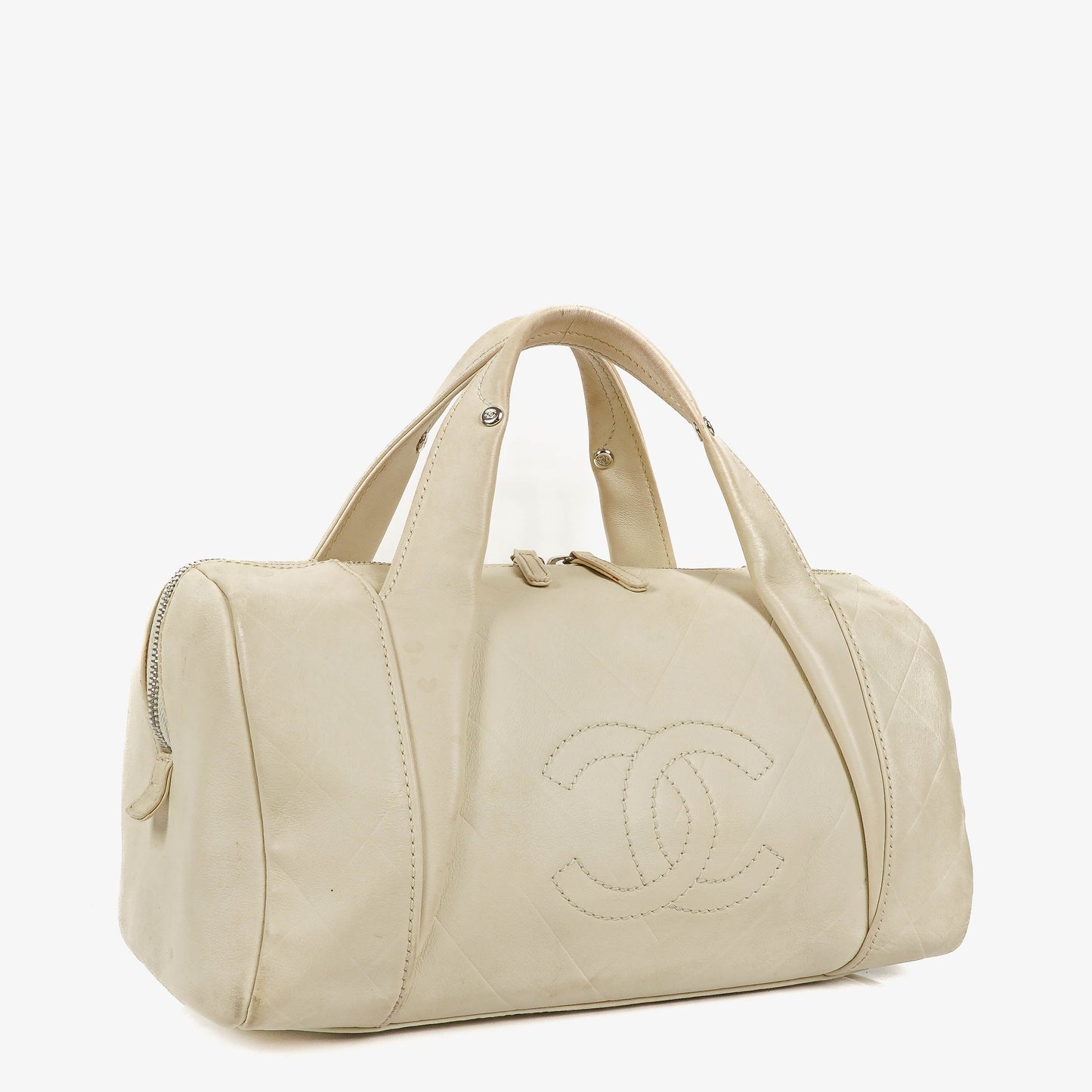 Chanel All Day Long Medium Chevron Quilted Leather Bowling Bag