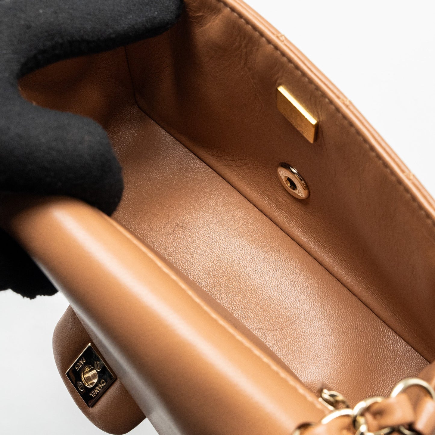 Chanel 22s Mini Rectangular Flap Bag Lambskin Caramel L (microchip)