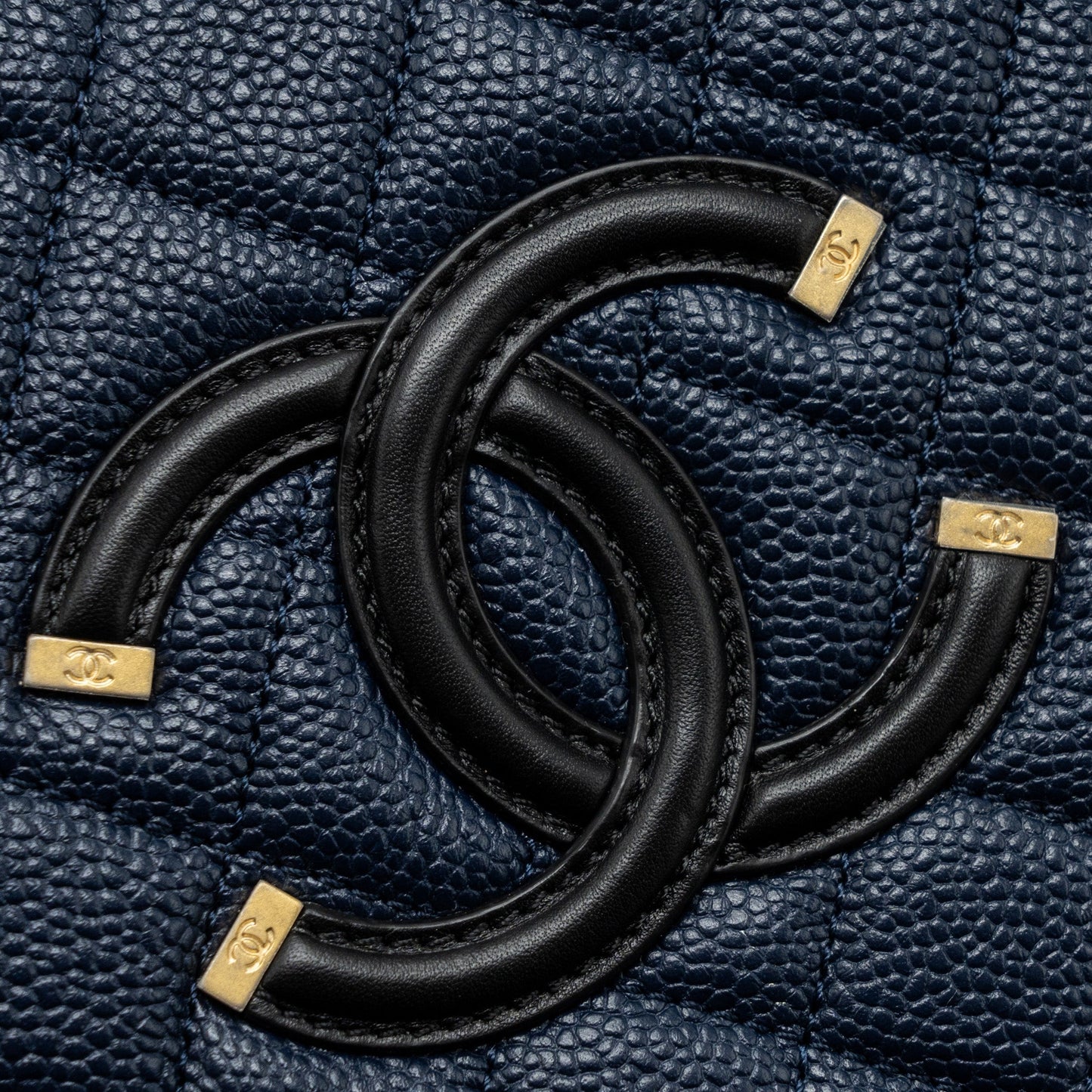 Chanel Filigree Camera Bag Caviar Dark Blue/ Black