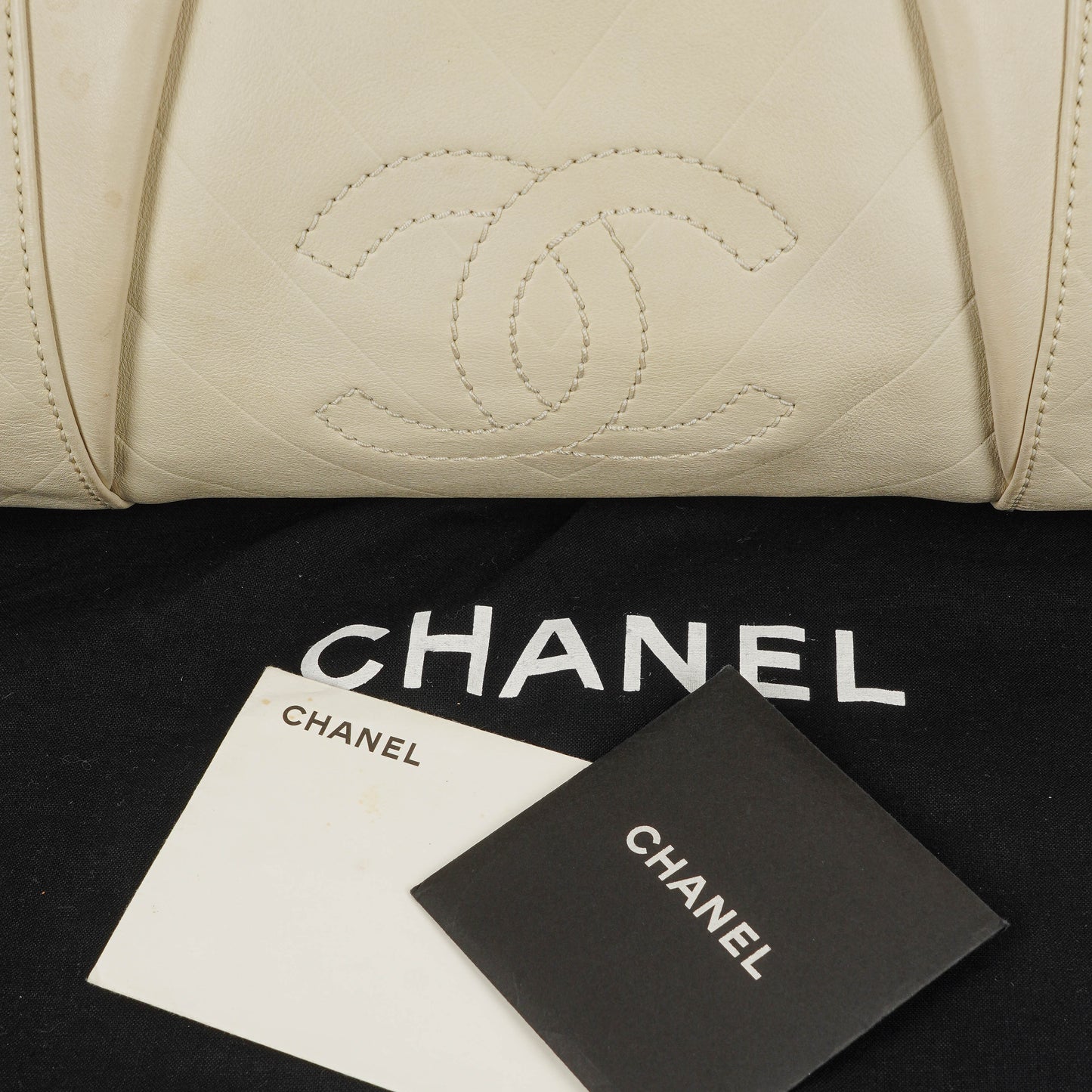 Chanel All Day Long Medium Chevron Quilted Leather Bowling Bag