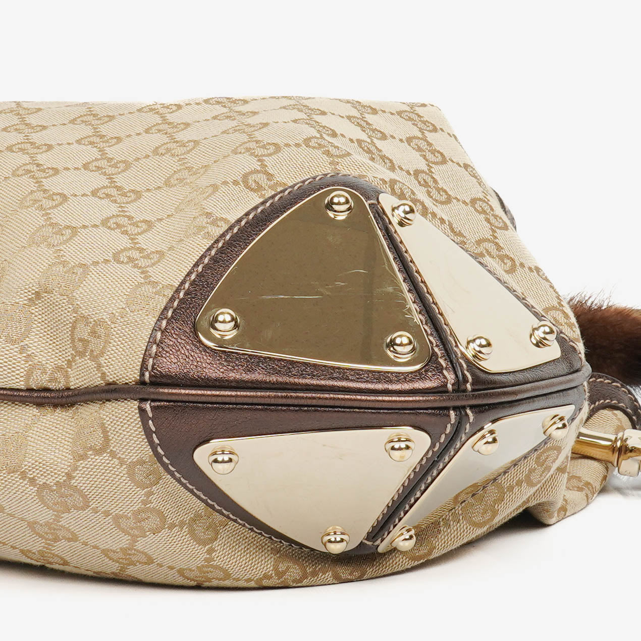 Gucci Monogram Canvas Mink Indy Top Handle Bag