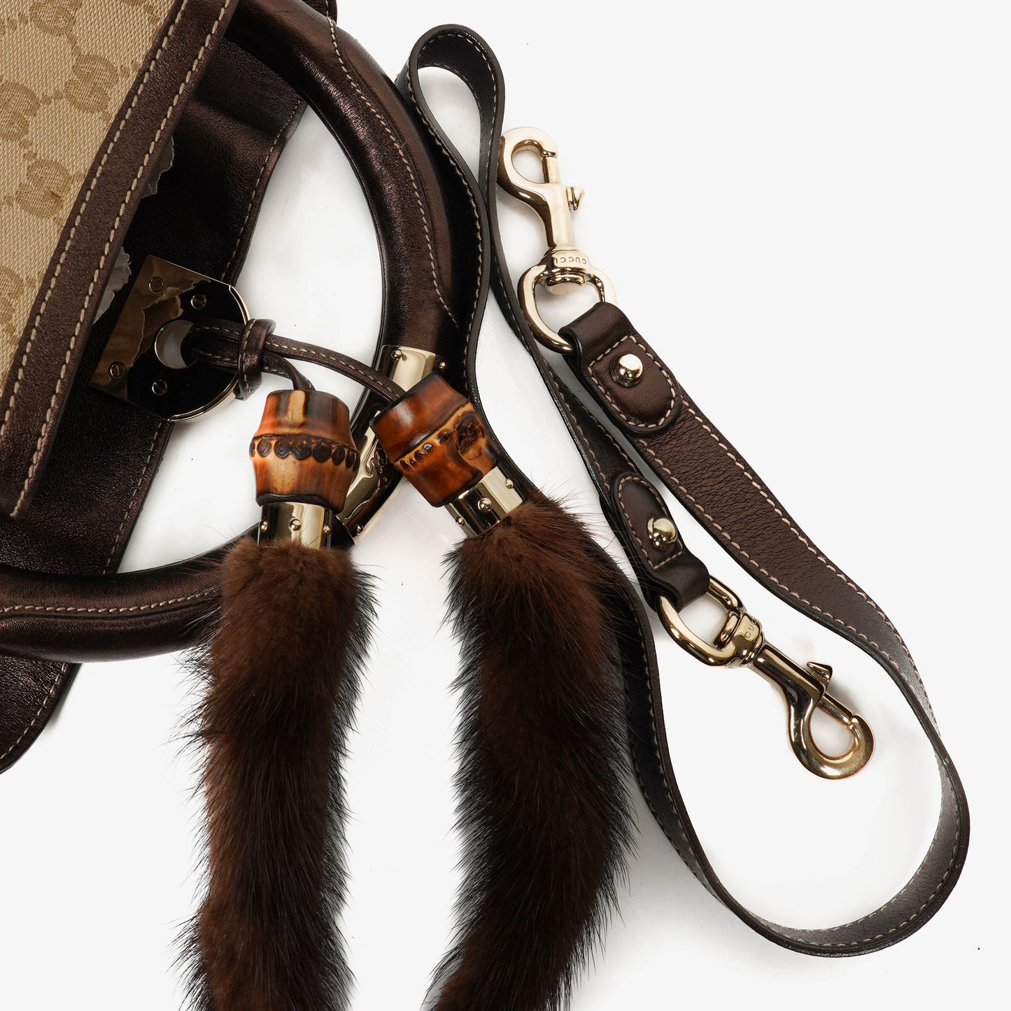 Gucci Monogram Canvas Mink Indy Top Handle Bag