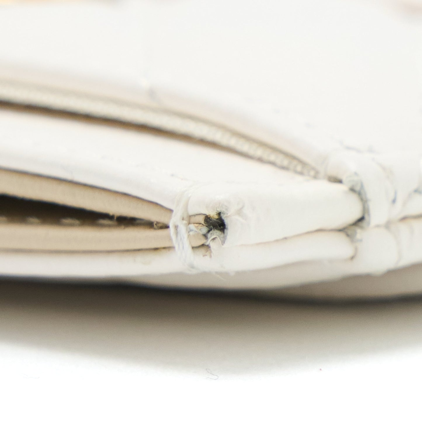 Chanel Chevron Card Holder Calfskin White