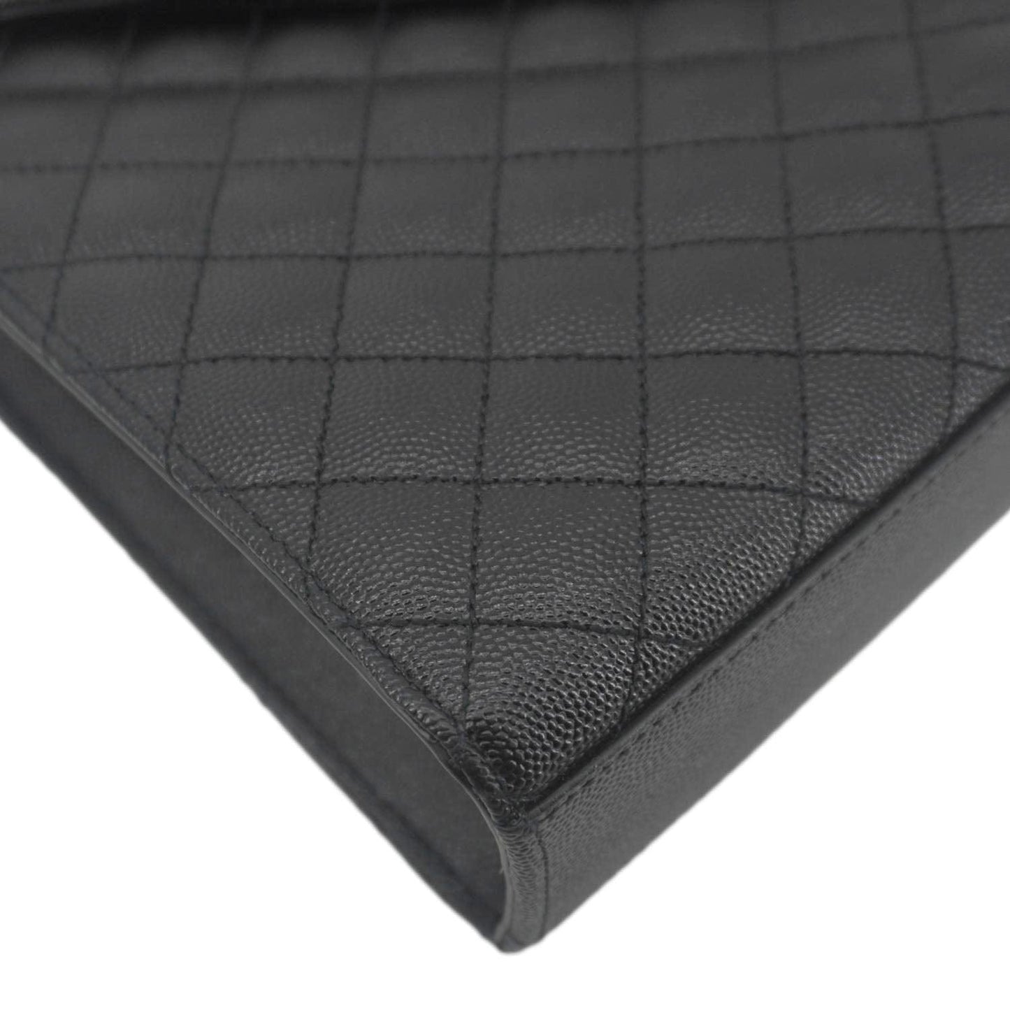 YVES SAINT LAURENT Envelope Flap Leather Chain Shoulder Bag Black