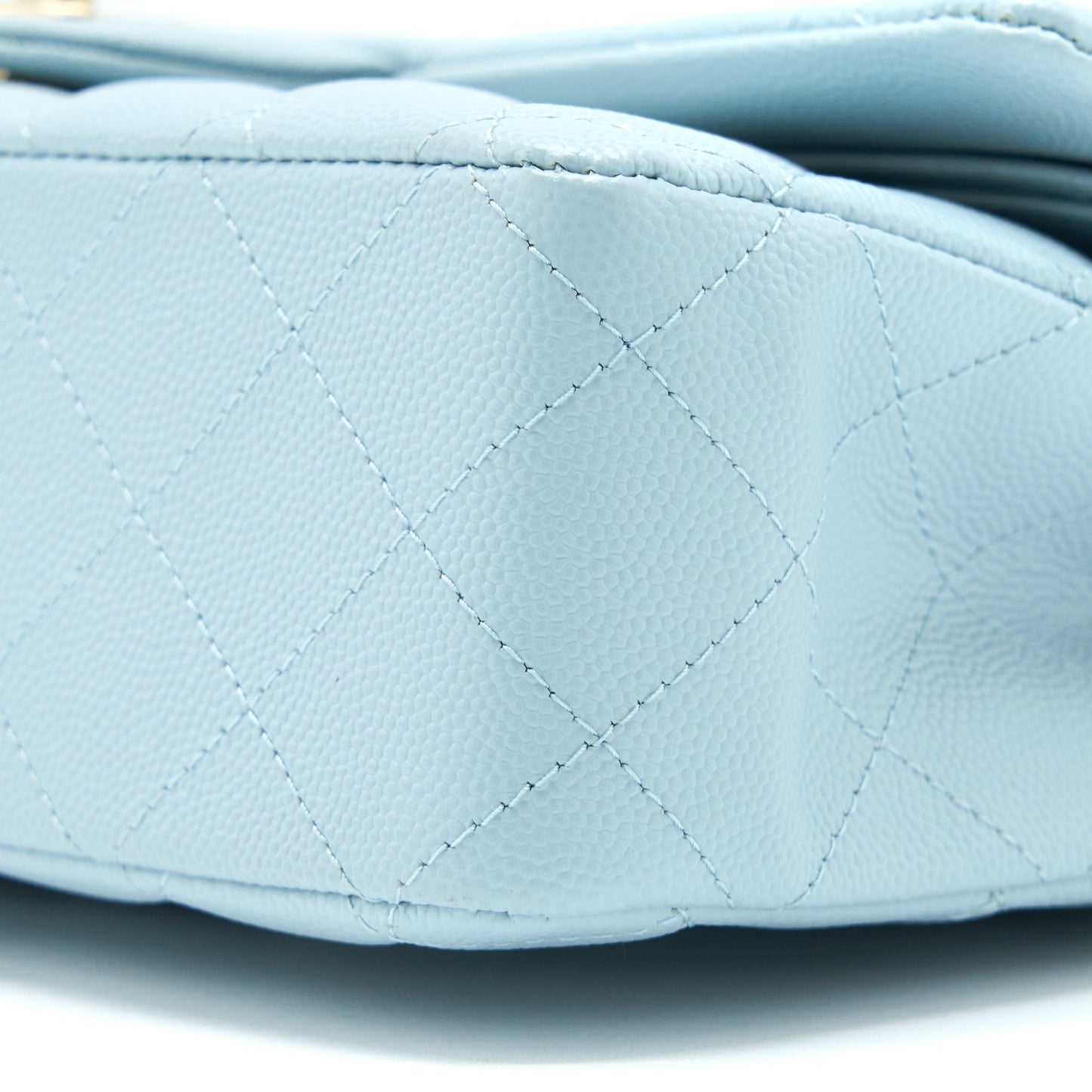 Chanel Medium Classic Double Flap Bag Caviar Light Blue L (Microchip)
