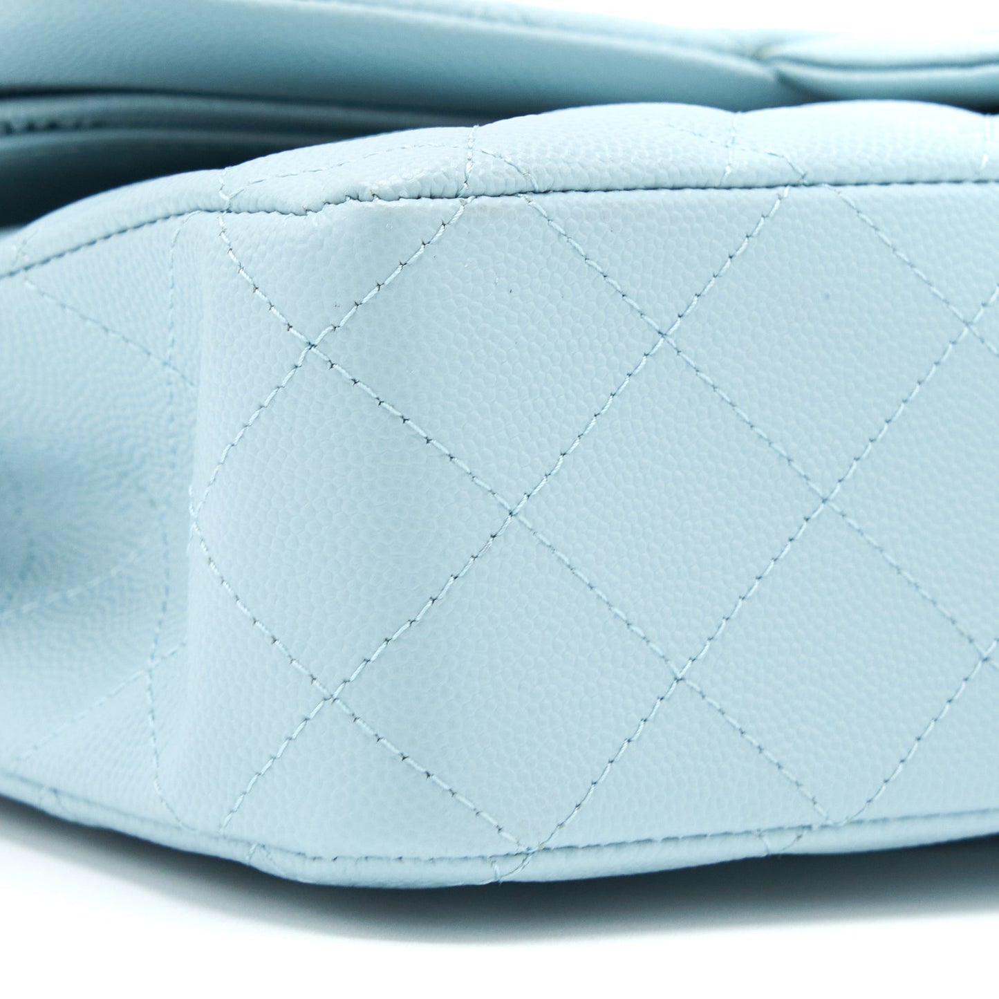 Chanel Medium Classic Double Flap Bag Caviar Light Blue L (Microchip)