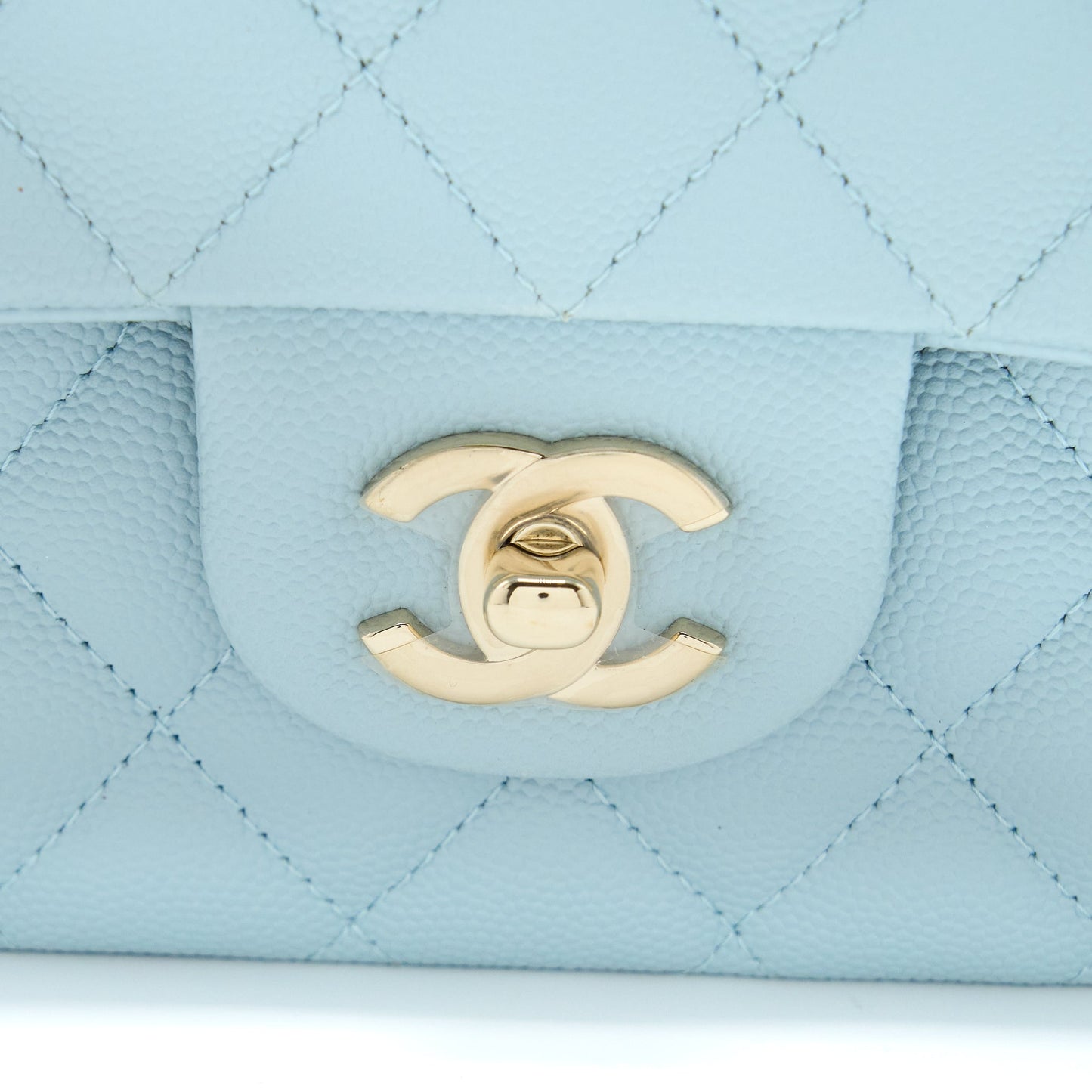 Chanel Medium Classic Double Flap Bag Caviar Light Blue L (Microchip)