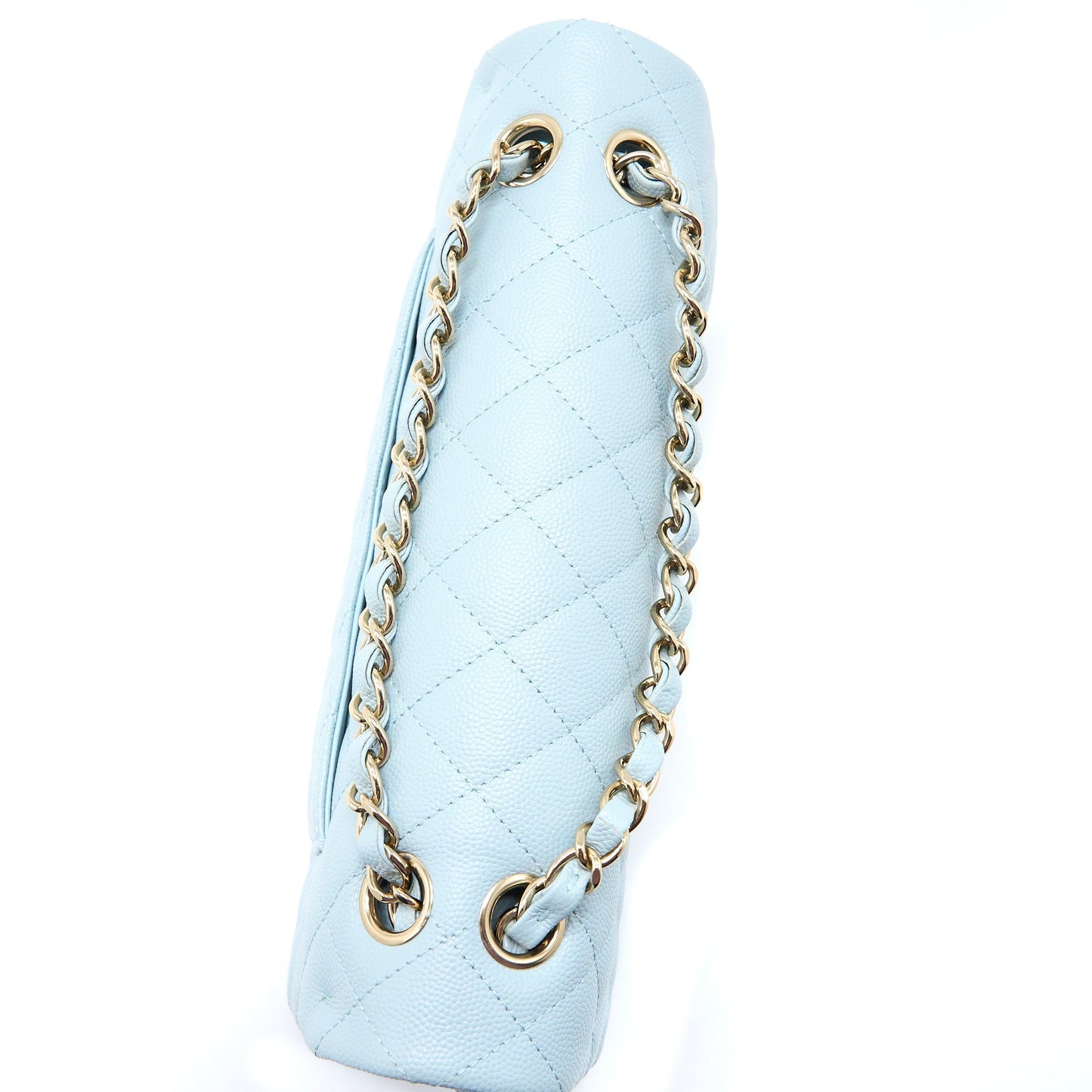 Chanel Medium Classic Double Flap Bag Caviar Light Blue L (Microchip)