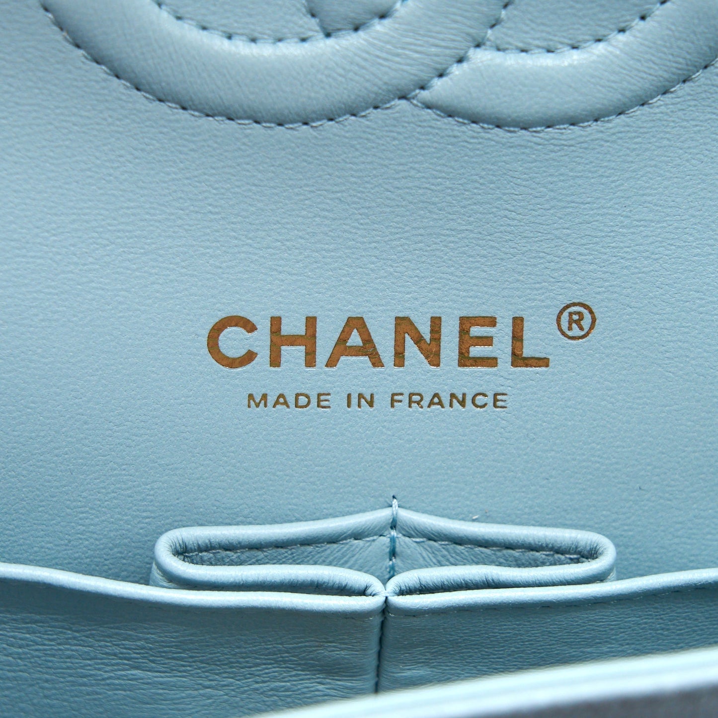 Chanel Medium Classic Double Flap Bag Caviar Light Blue L (Microchip)