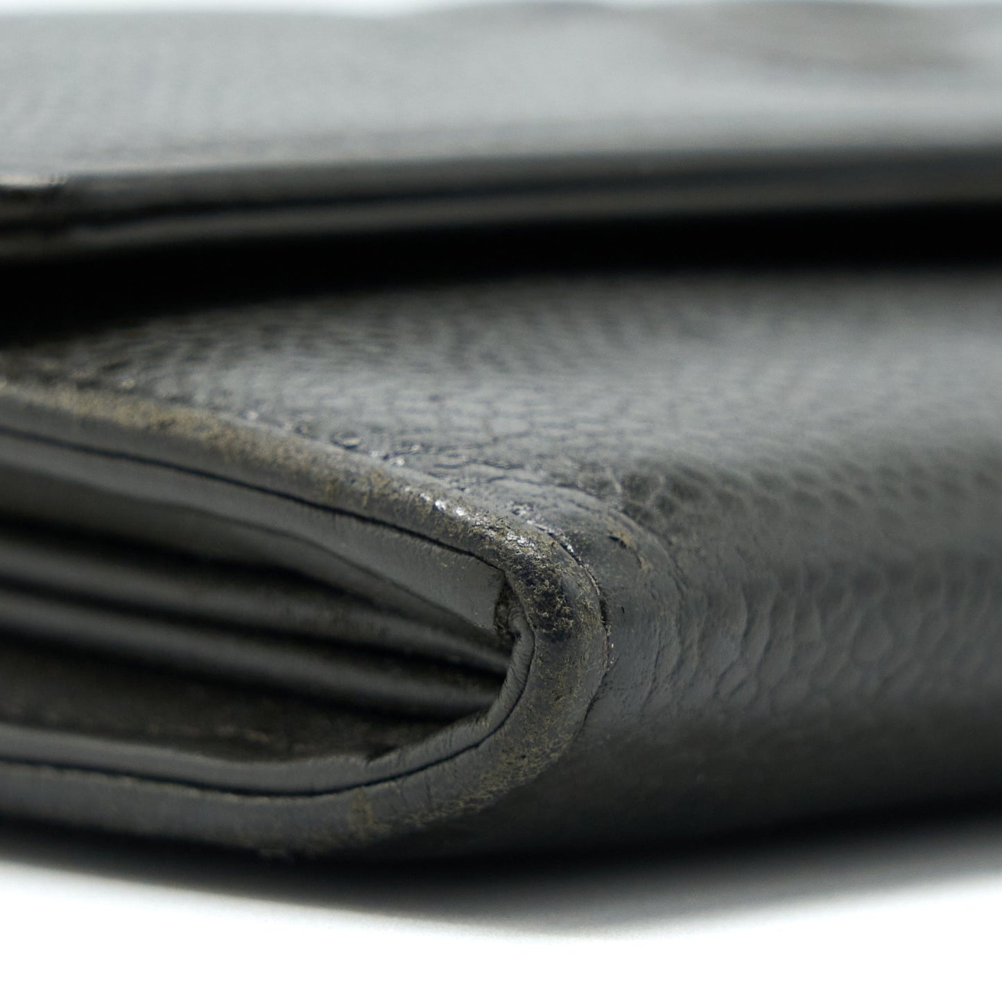 Chanel CC Logo Flap Long Wallet Caviar Dark Olive Green