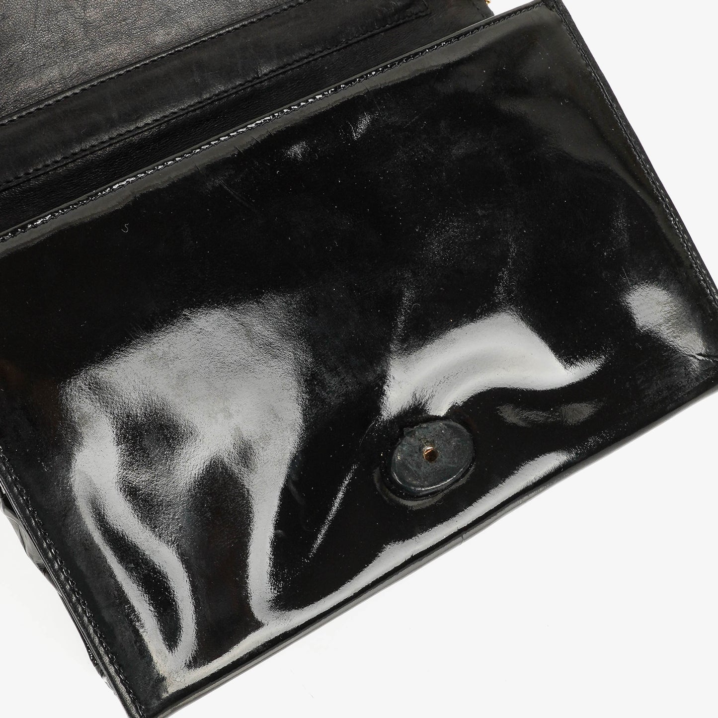 Chanel CC Black Patent Leather Multi Chain Shoulder Bag