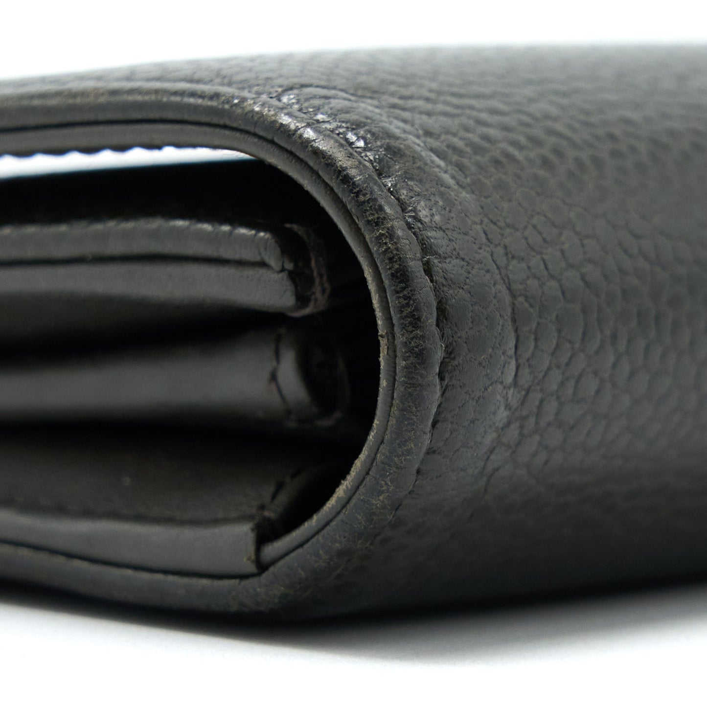 Chanel CC Logo Flap Long Wallet Caviar Dark Olive Green