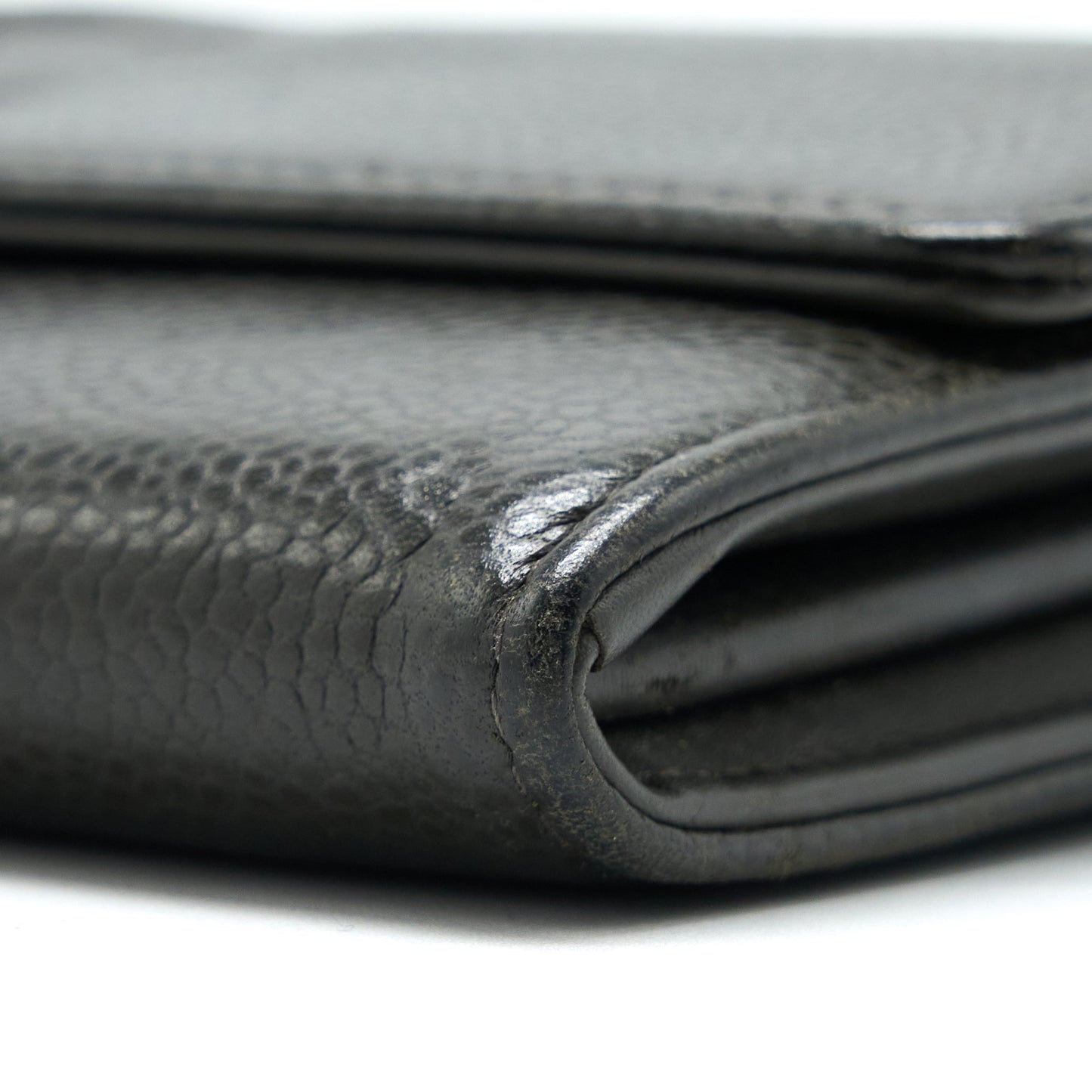 Chanel CC Logo Flap Long Wallet Caviar Dark Olive Green