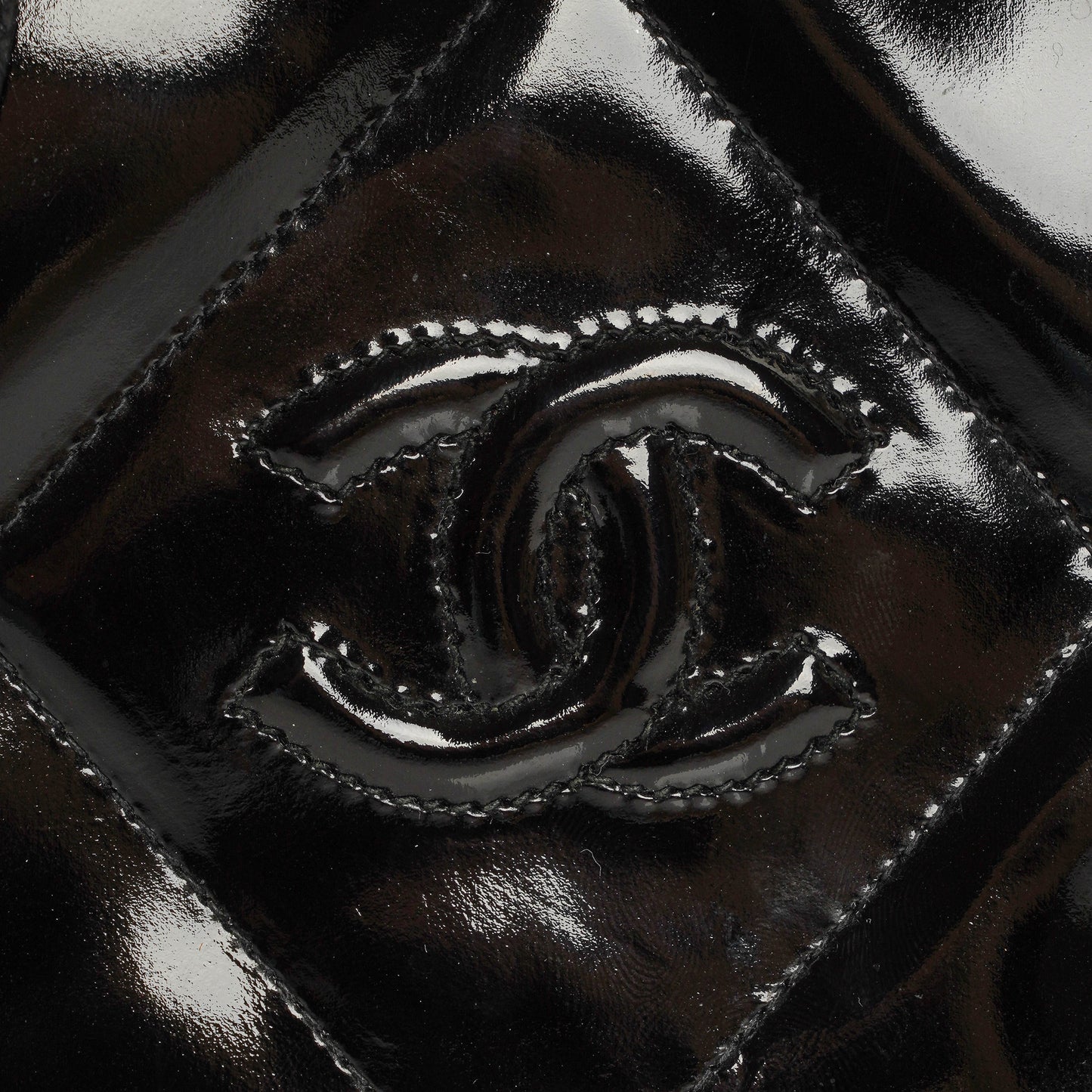 Chanel CC Black Patent Leather Multi Chain Shoulder Bag