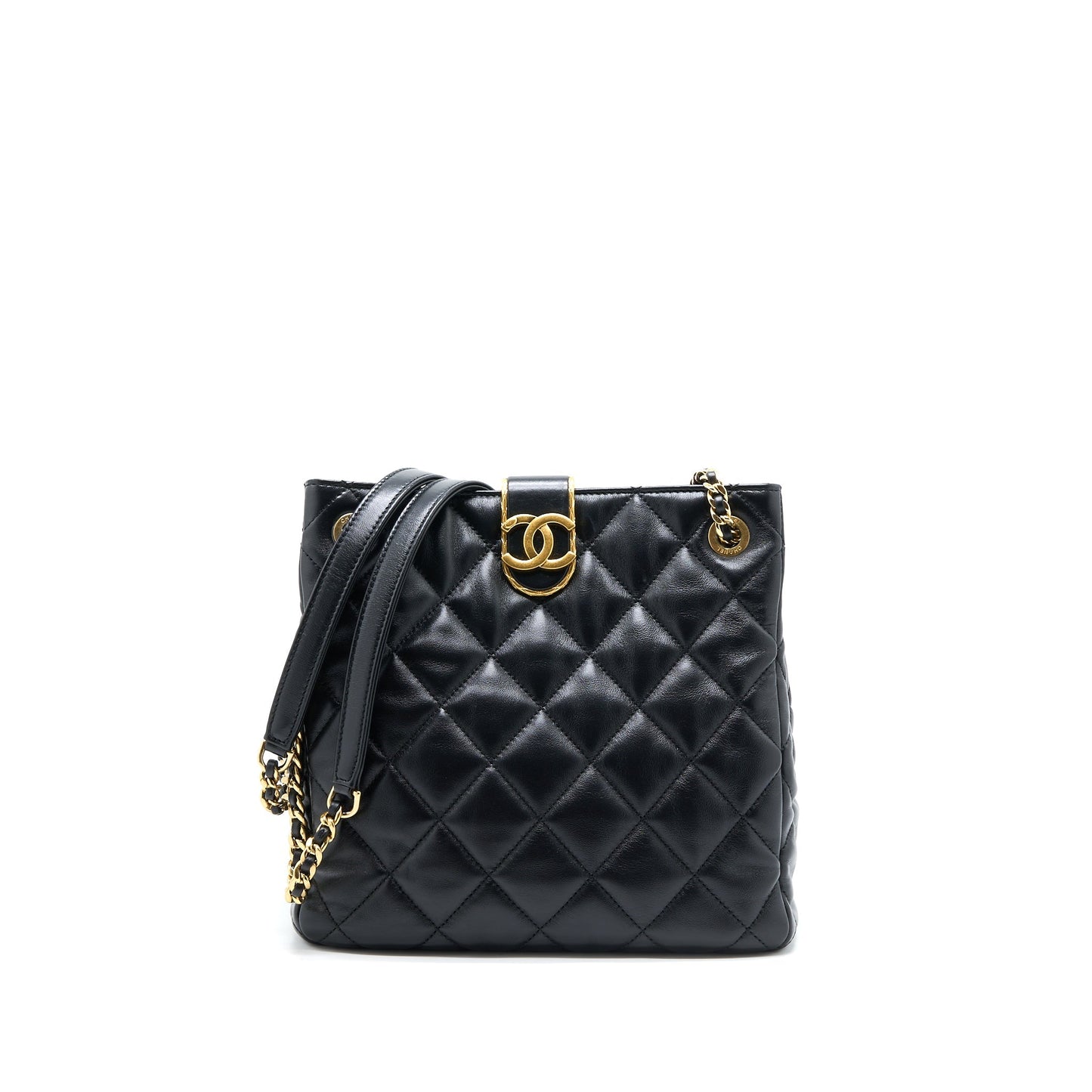 Chanel Seasonal Tote Bag Lambskin Black Brushed (Microchip)