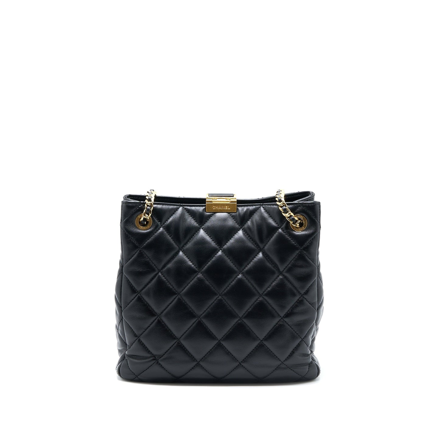 Chanel Seasonal Tote Bag Lambskin Black Brushed (Microchip)