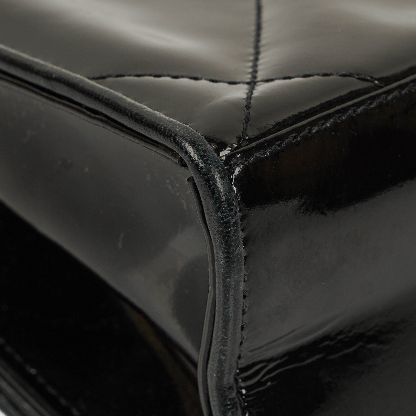 Chanel CC Black Patent Leather Multi Chain Shoulder Bag