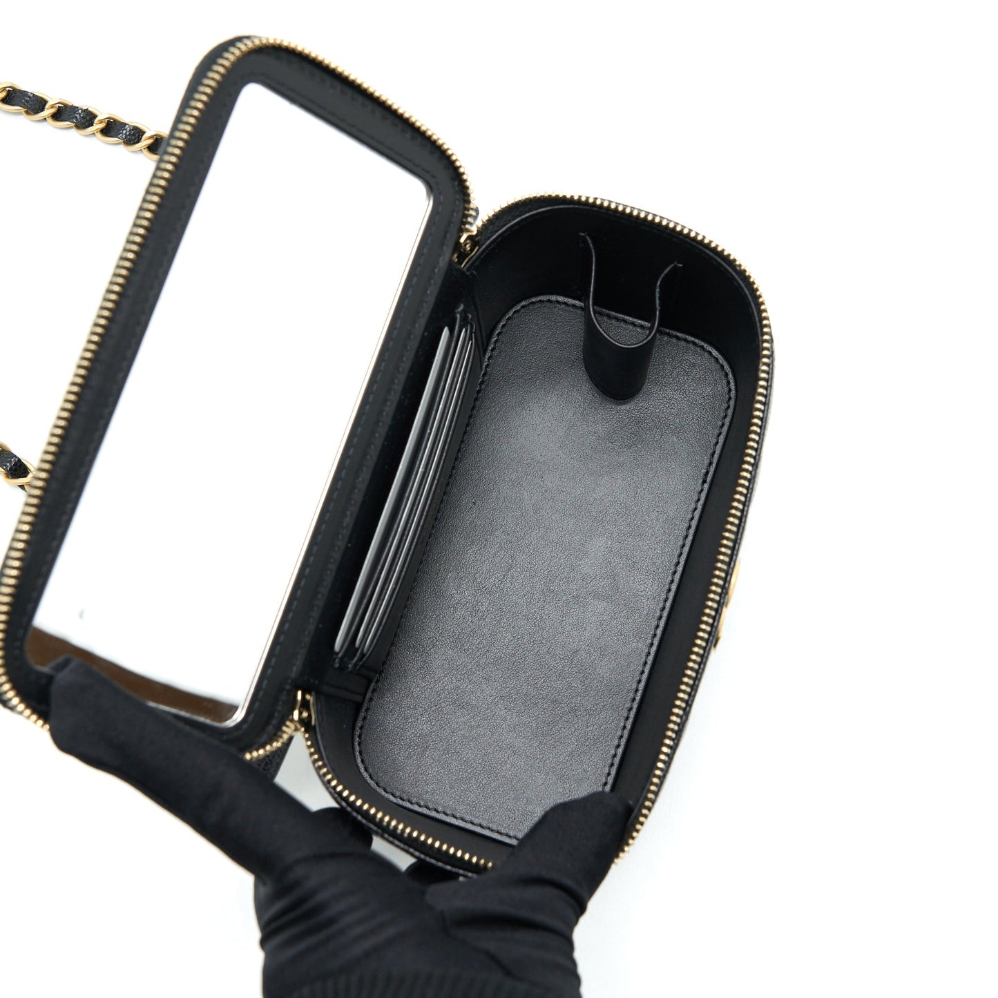 Chanel 22S Letter Top Handle Long Vanity Caviar Black
