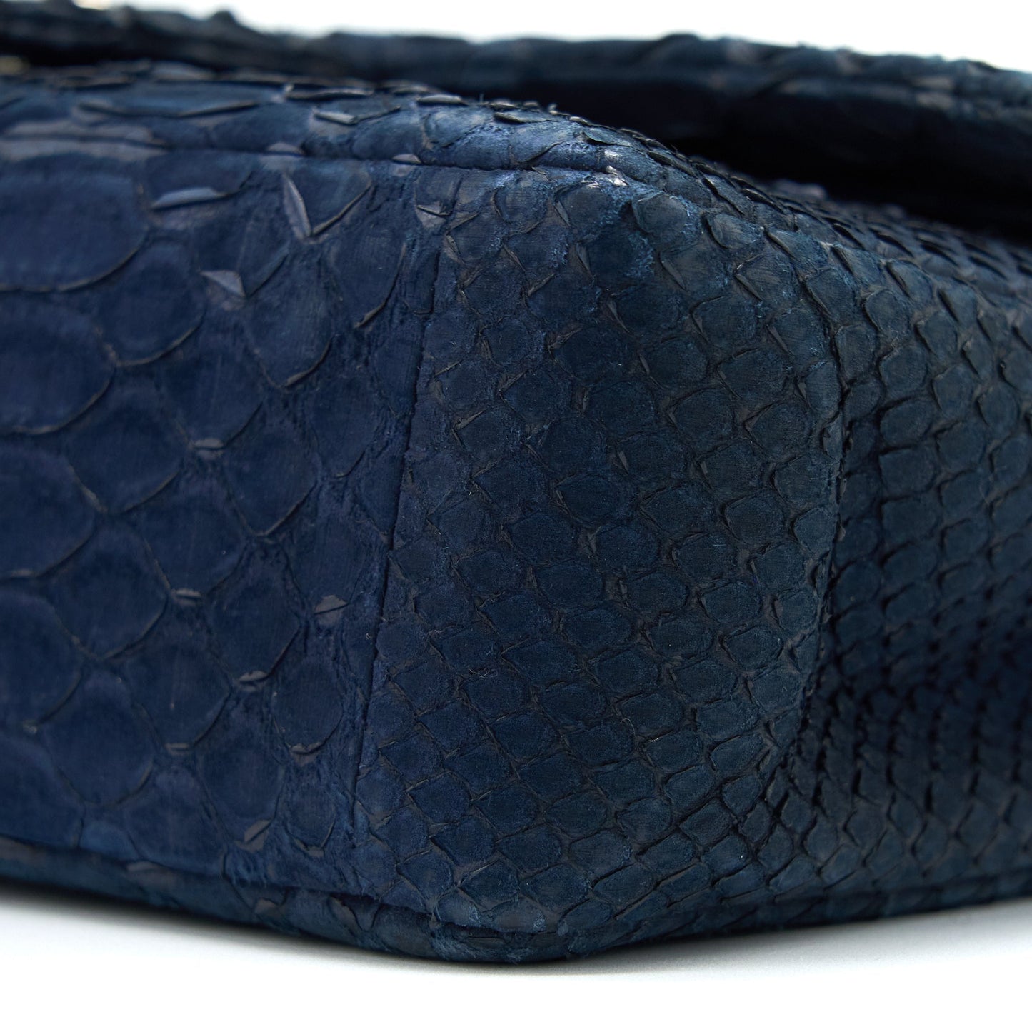 Chanel Medium Classic Double Flap Bag Python Dark Blue