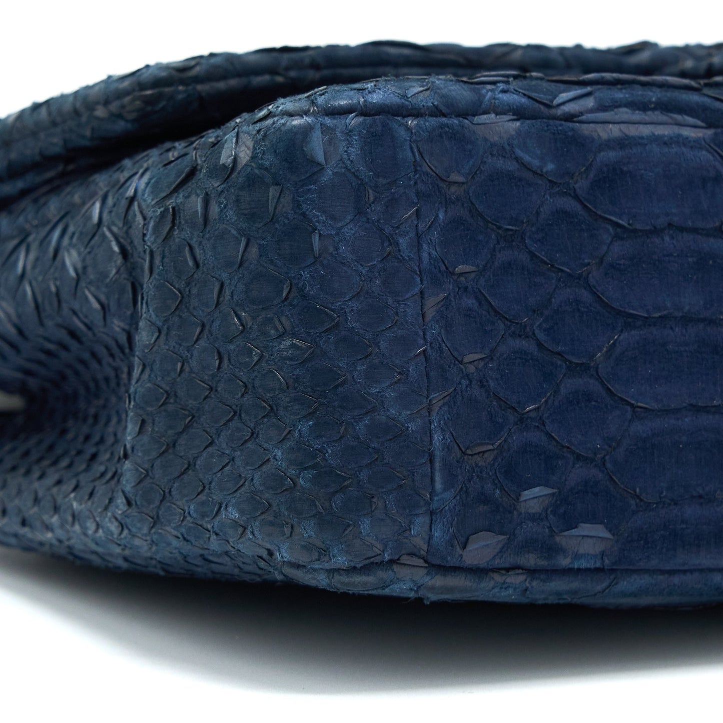 Chanel Medium Classic Double Flap Bag Python Dark Blue