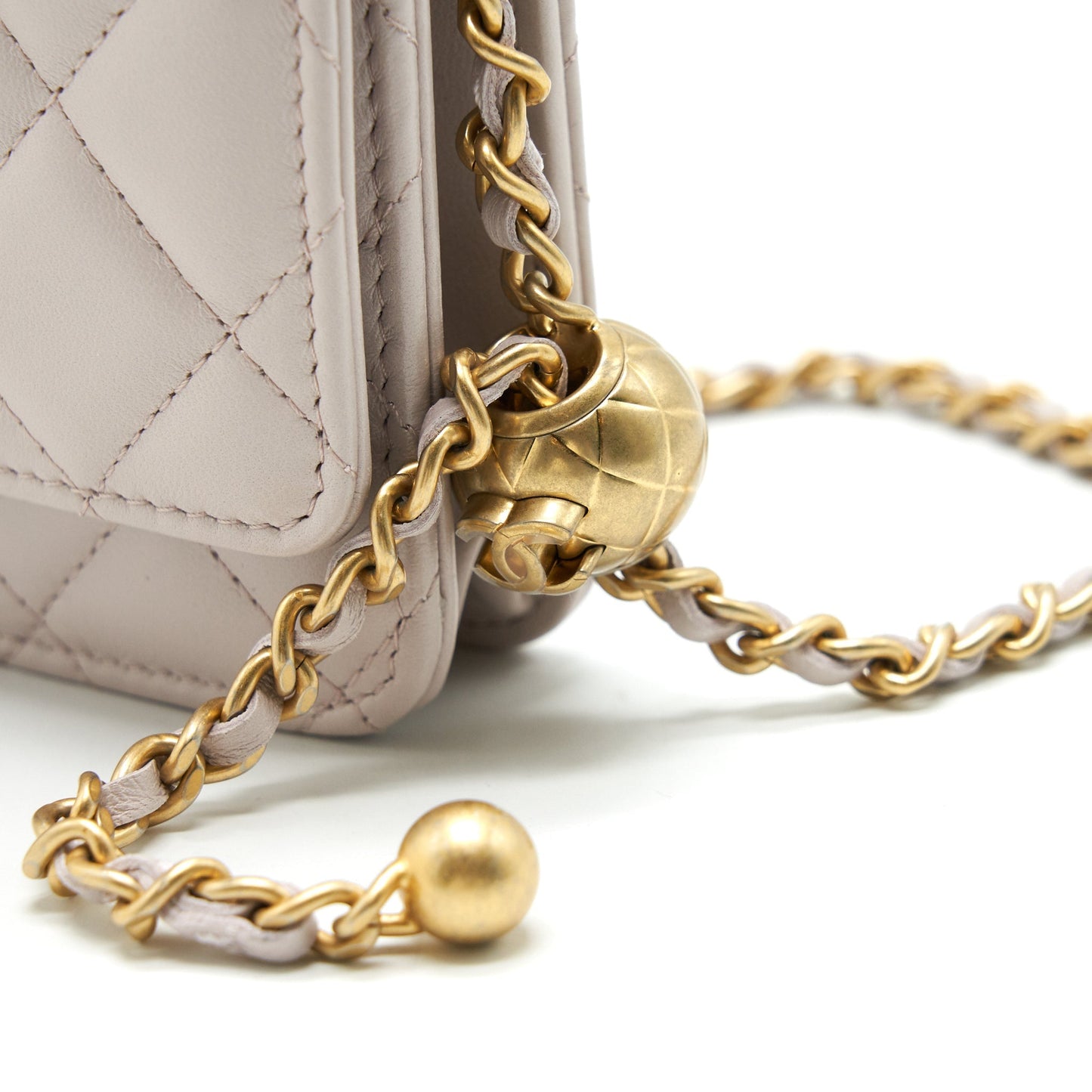 Chanel 21B Light Purple Pearl Crush Wallet on Chain