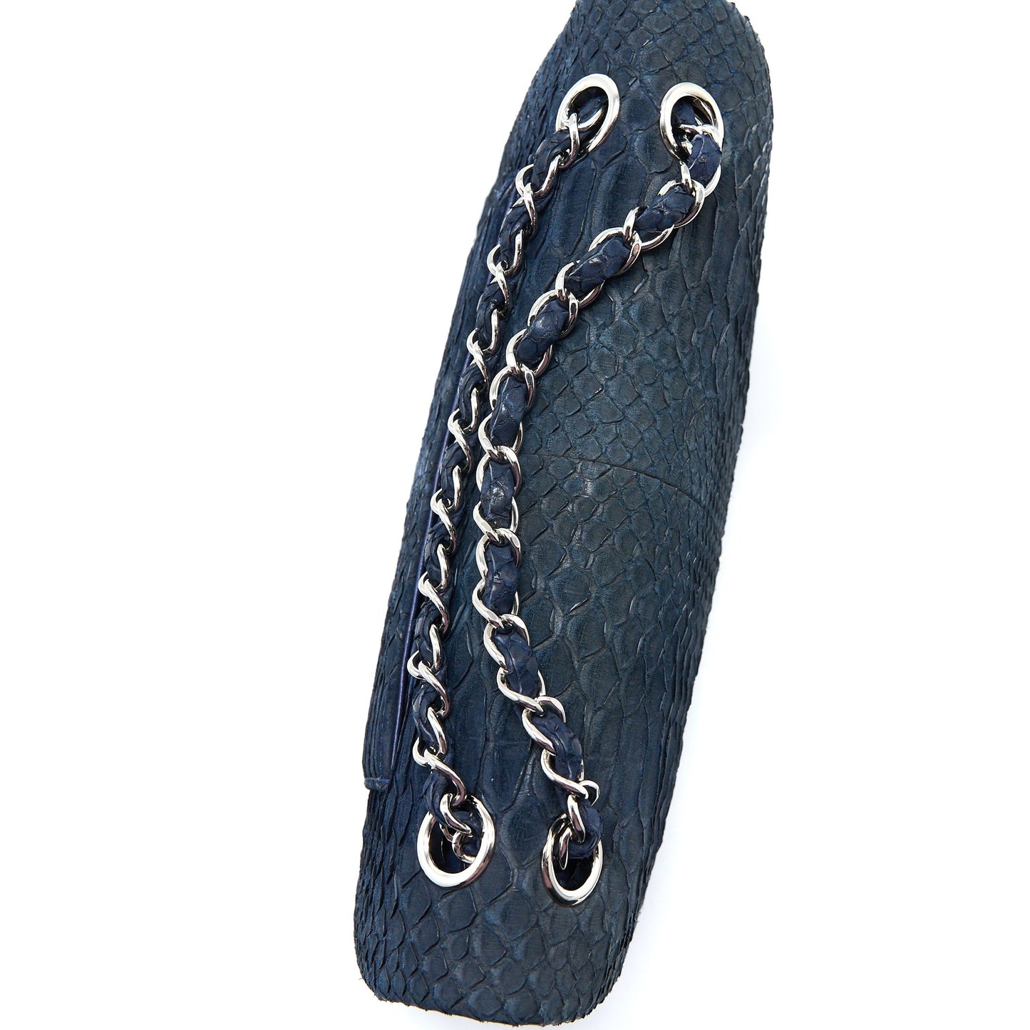Chanel Medium Classic Double Flap Bag Python Dark Blue