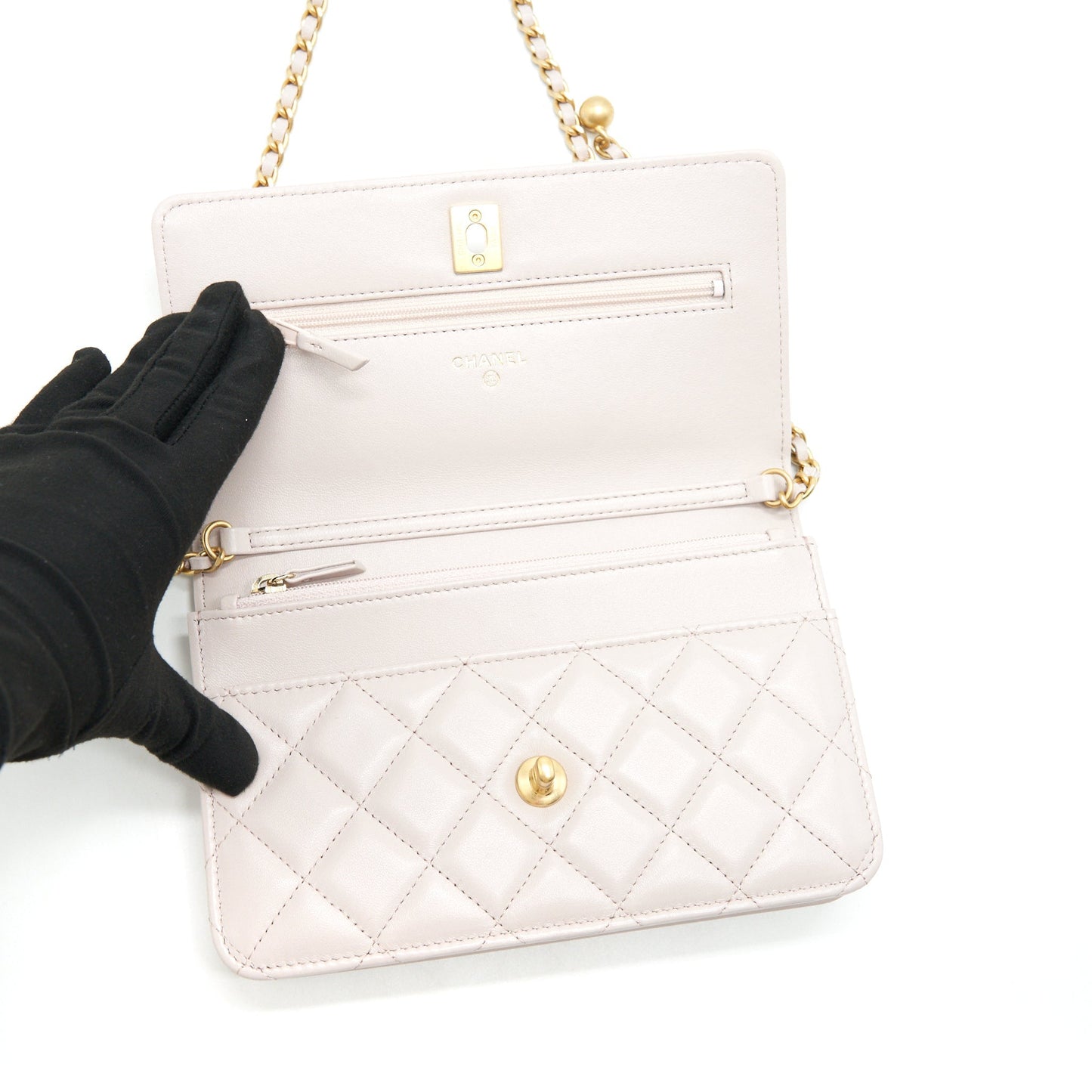 Chanel 21B Light Purple Pearl Crush Wallet on Chain