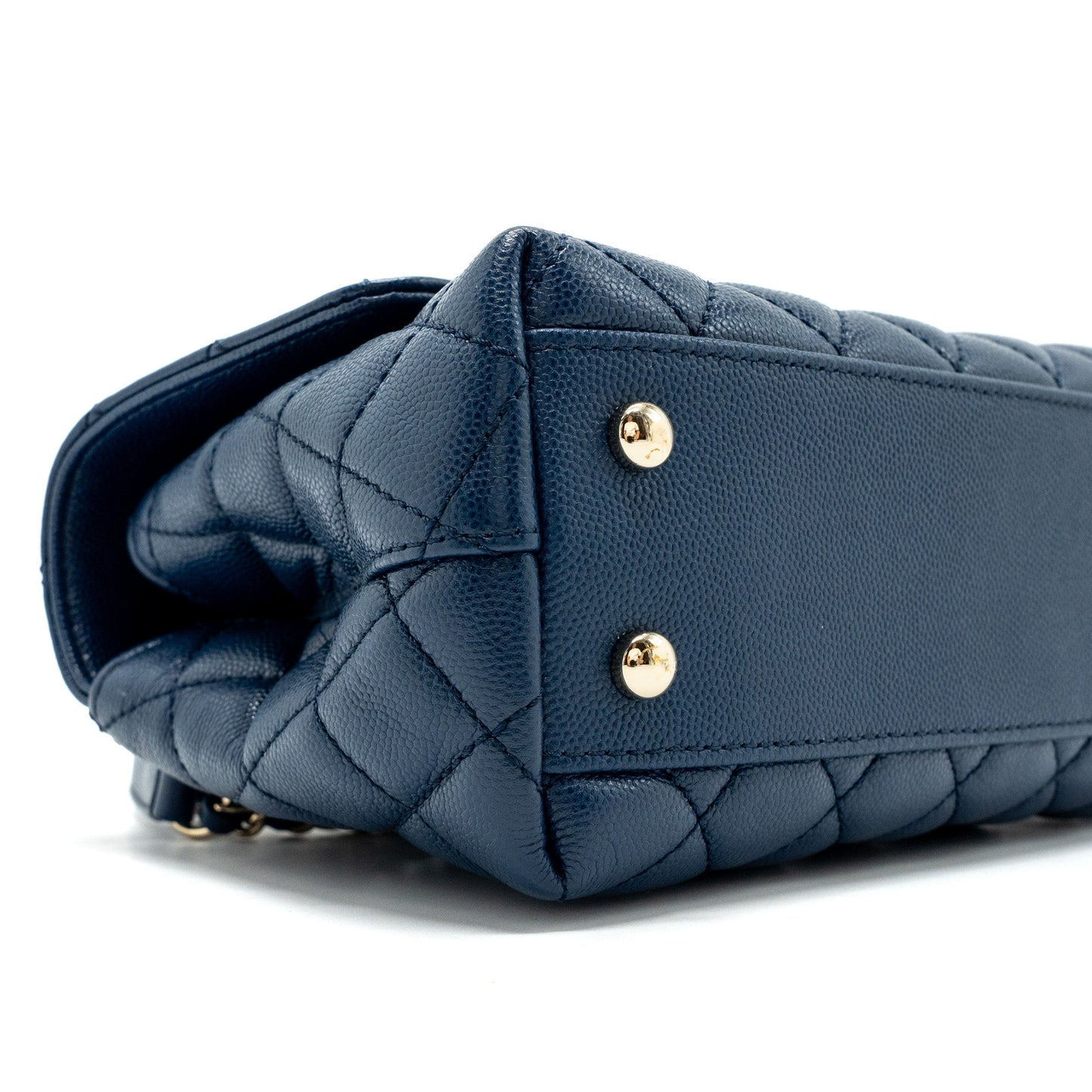 Chanel Small Coco Handle With Lizard Embossed Handle Caviar Navy L(microchip)
