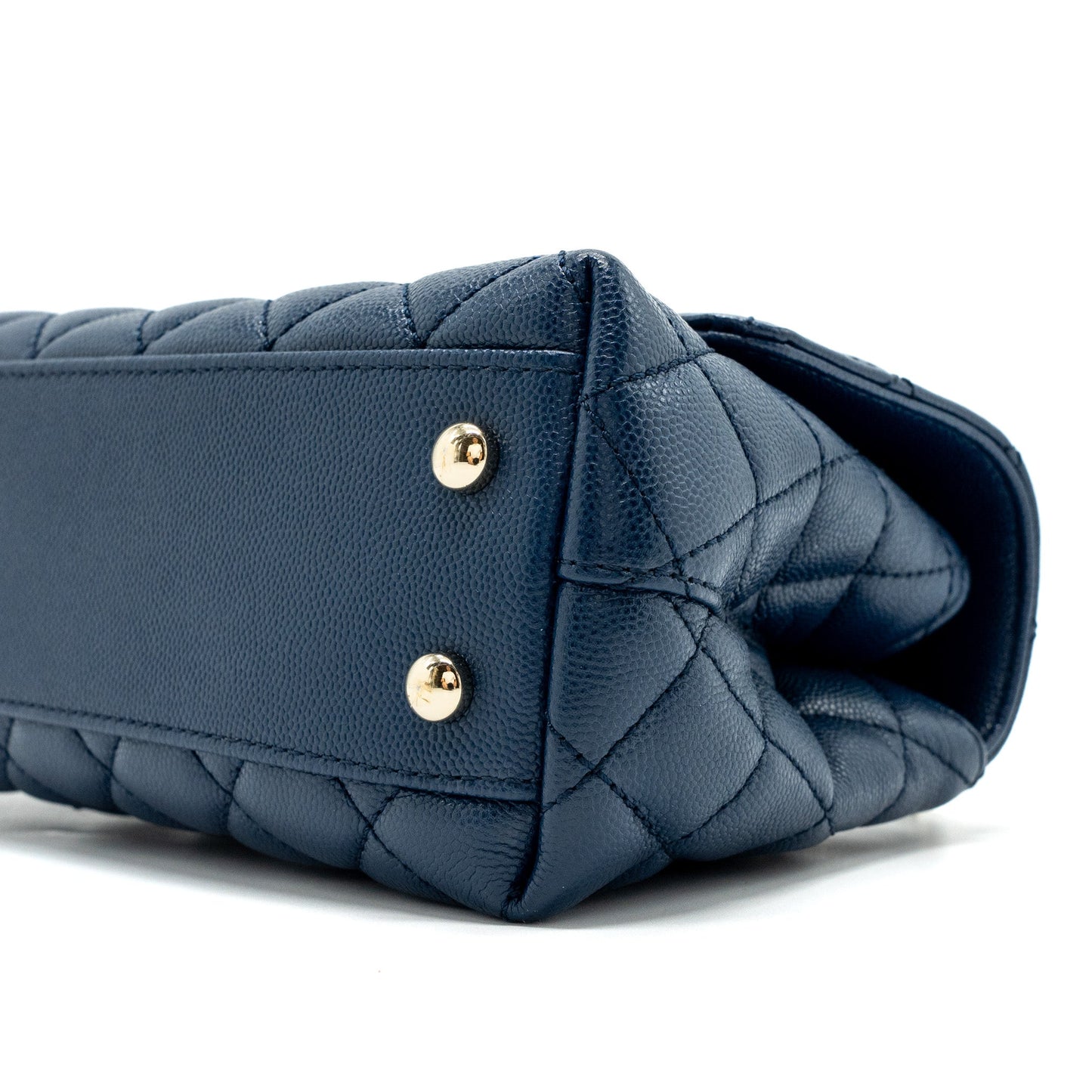 Chanel Small Coco Handle With Lizard Embossed Handle Caviar Navy L(microchip)