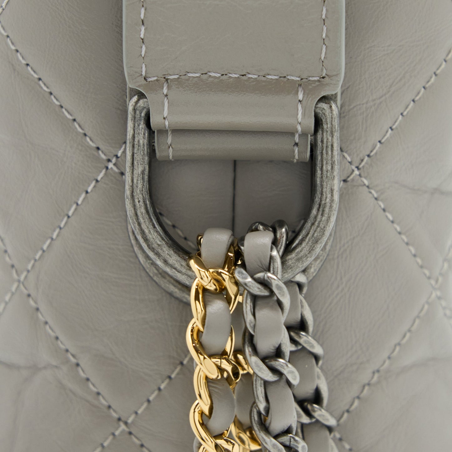 Chanel Large Gabrielle Hobo Bag Aged Calfskin Light Grey Multicoloured Hardware