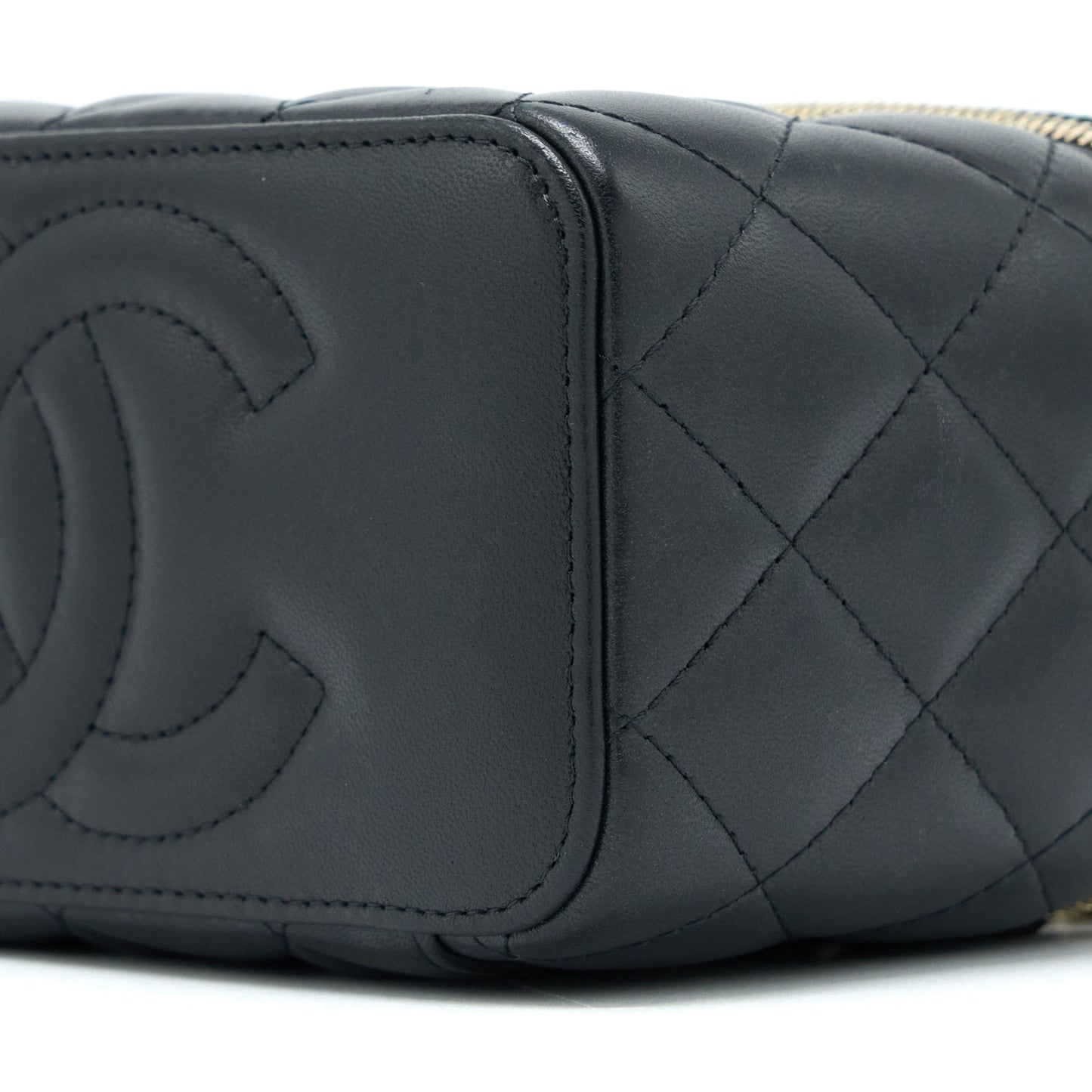 Chanel Pear Crush Long Vanity With Chain Lambskin Black