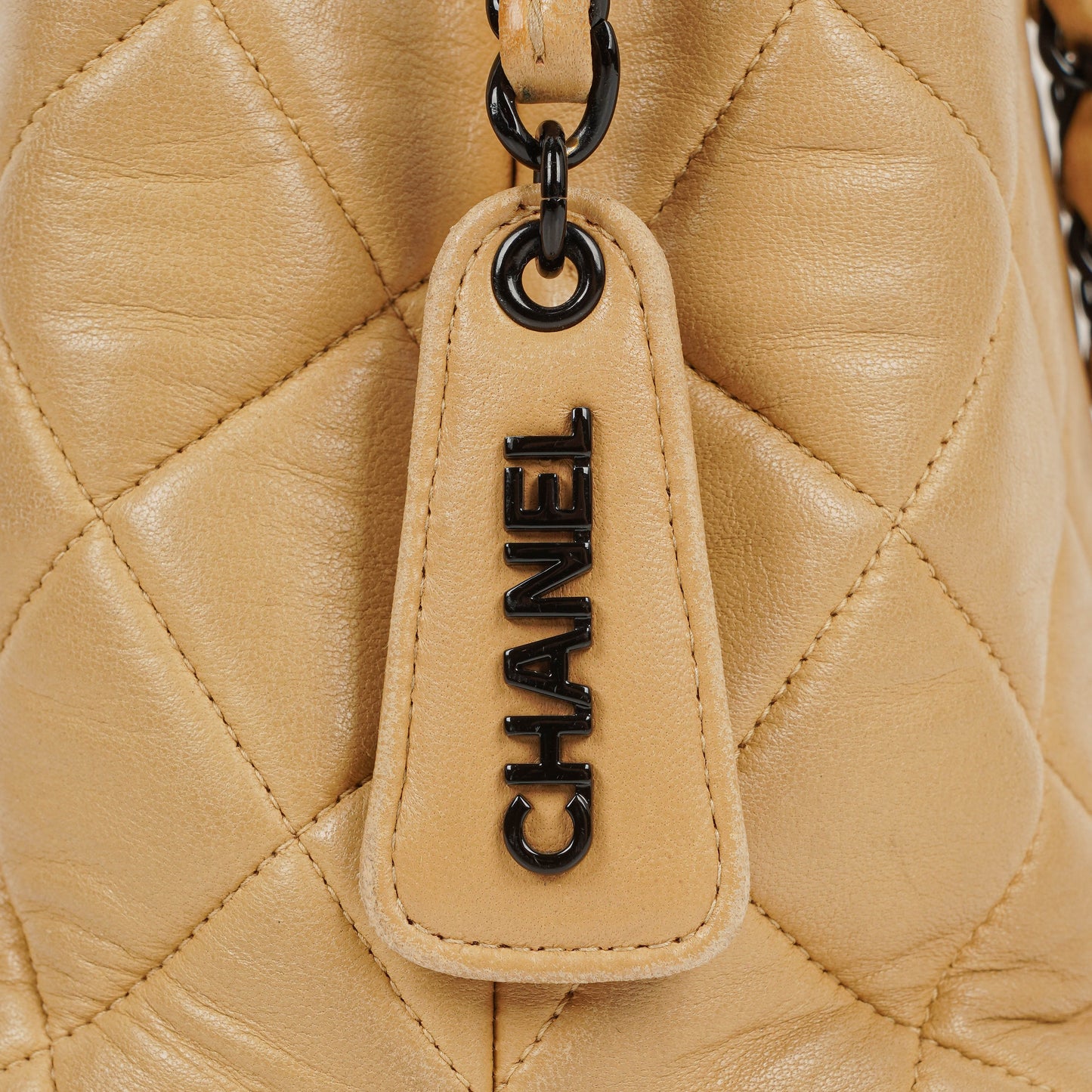 Chanel Beige Quilted Calfskin Tote Bag