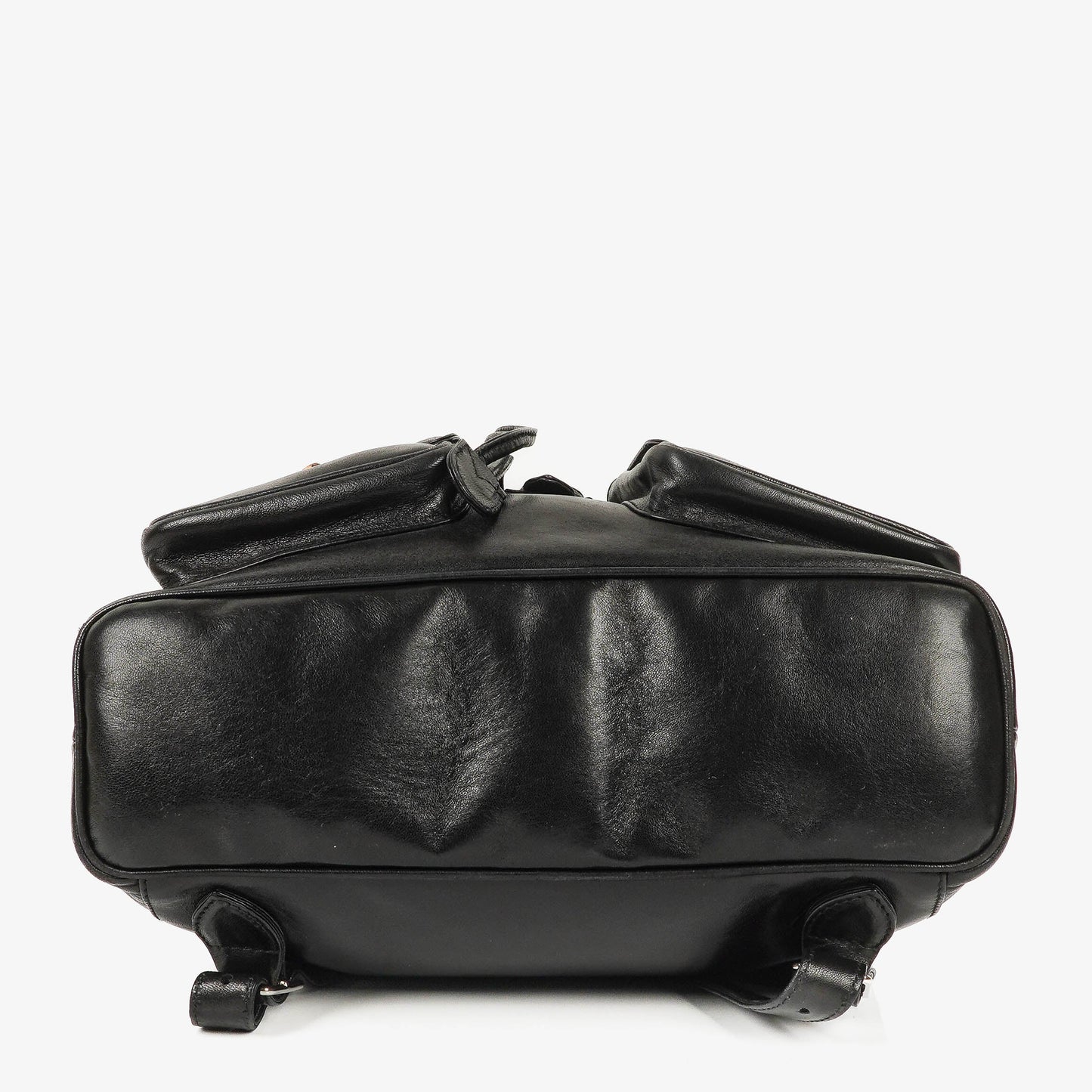 Gucci Vintage Black Leather Bamboo Backpack