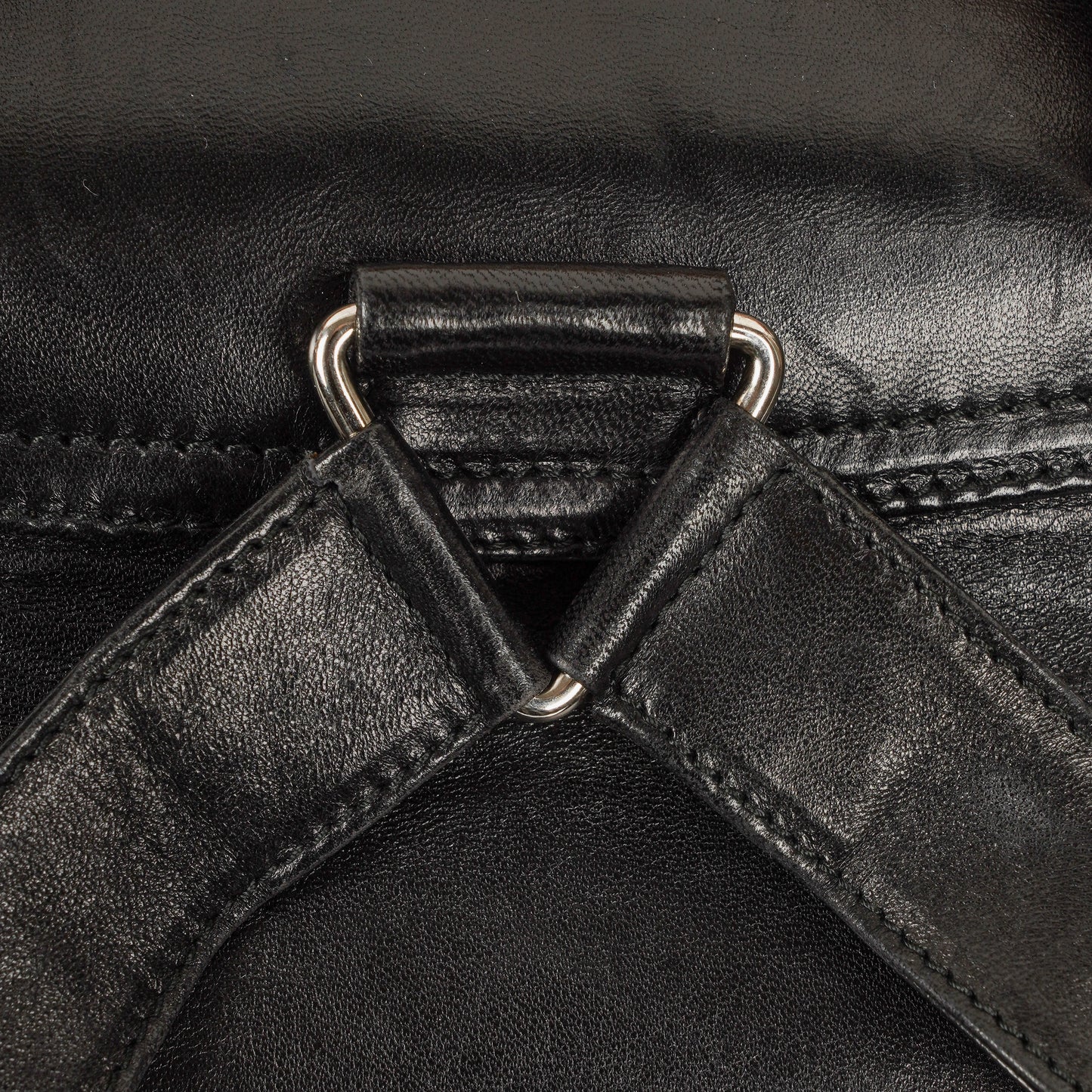 Gucci Vintage Black Leather Bamboo Backpack
