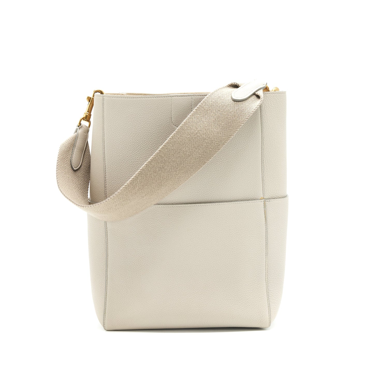 Celine Sangle Bucket Purse Grained Calfskin Clay