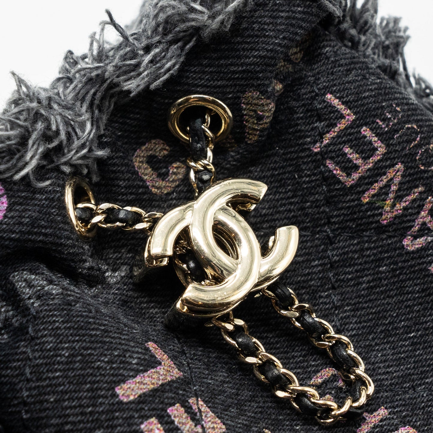 Chanel Super Mini Bucket Bag Black Denim L