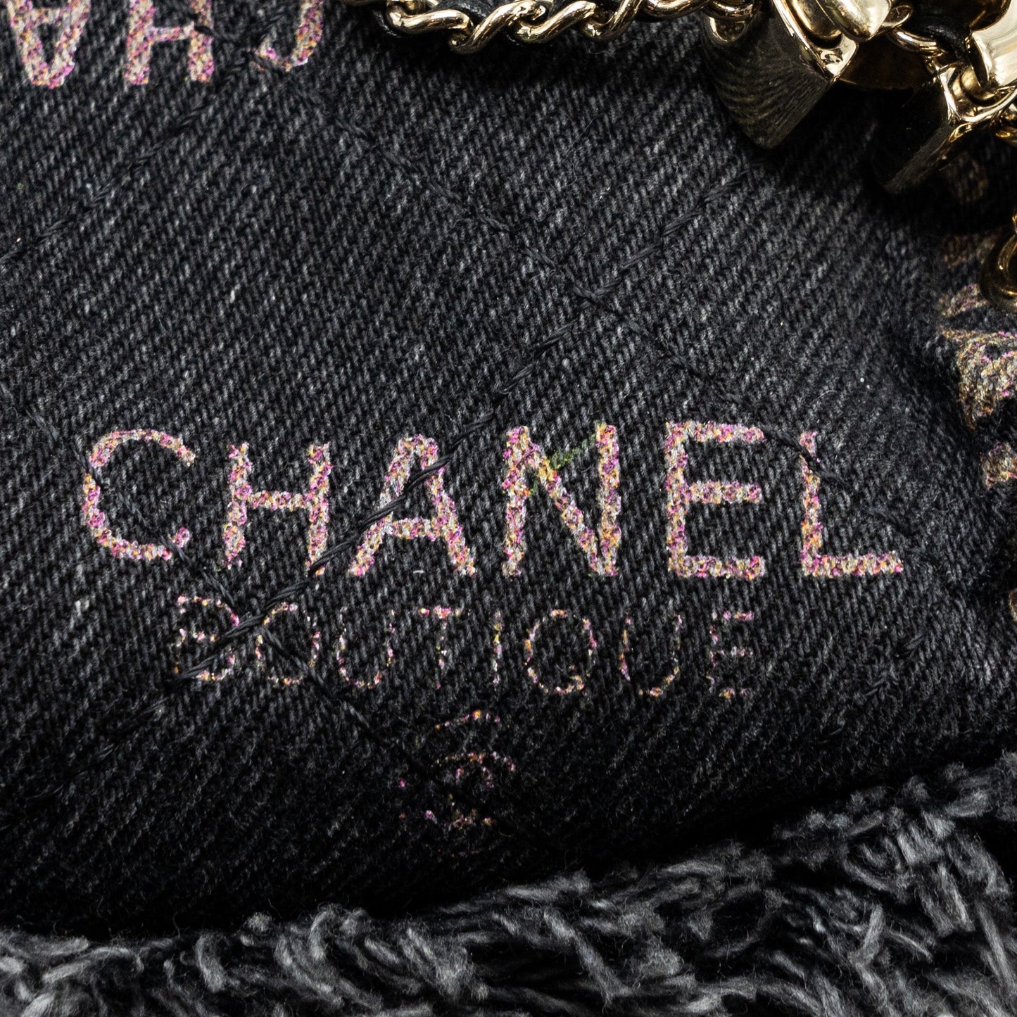 Chanel Super Mini Bucket Bag Black Denim L